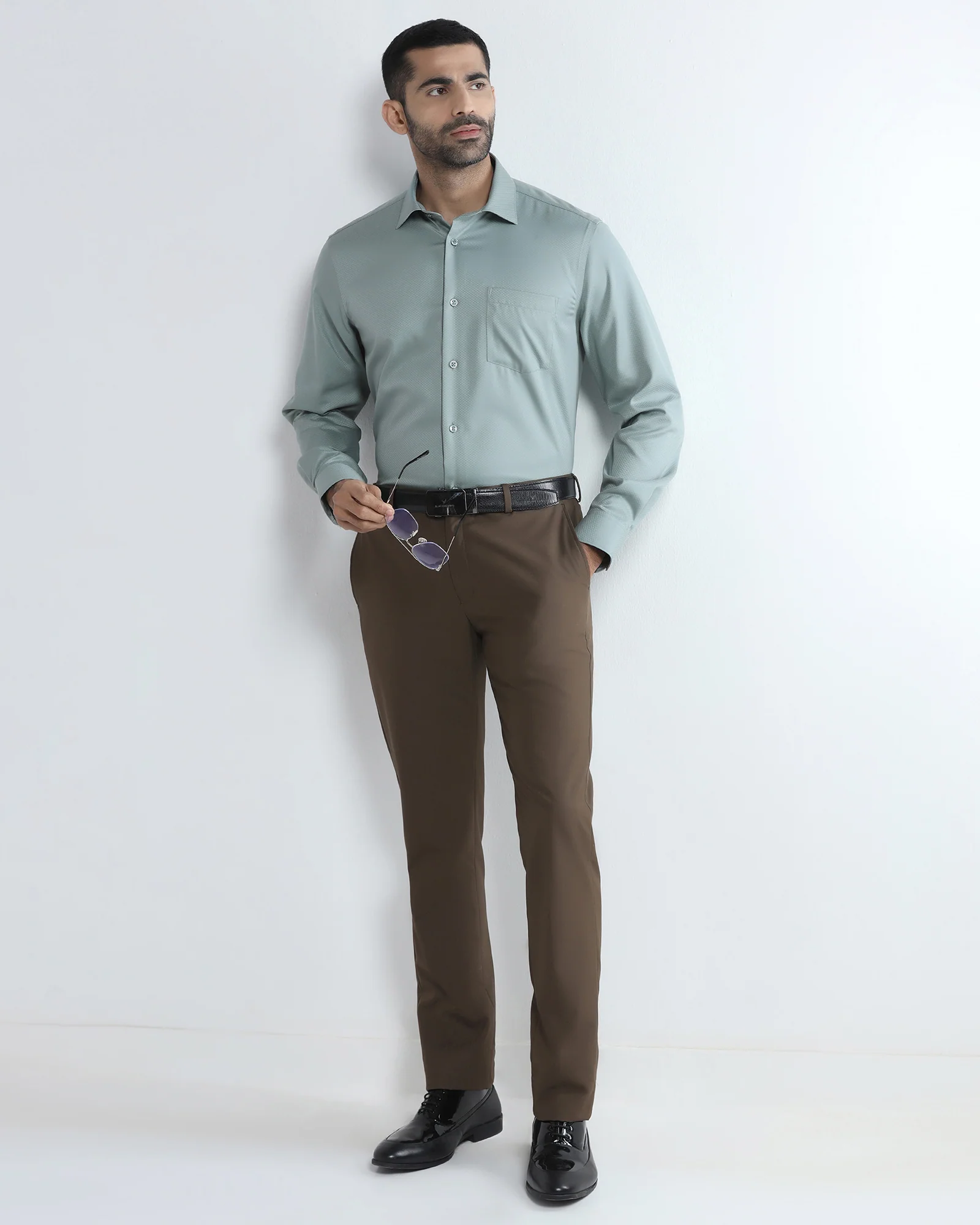 Sage Green Non Iron Textured Shirt - Erik - Image 7