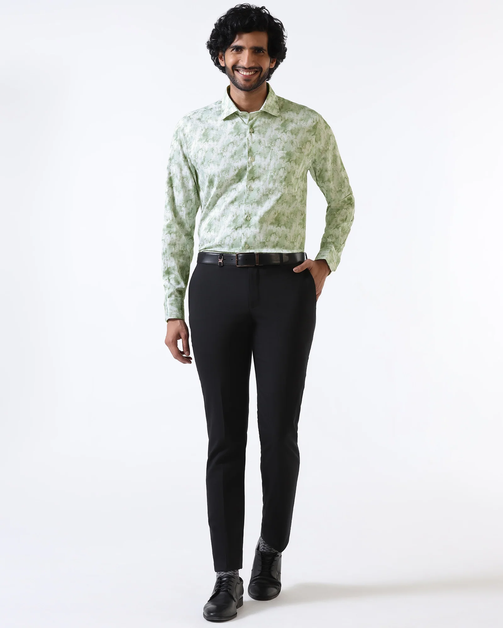 Sage Green Printed Shirt - Piano - Image 3