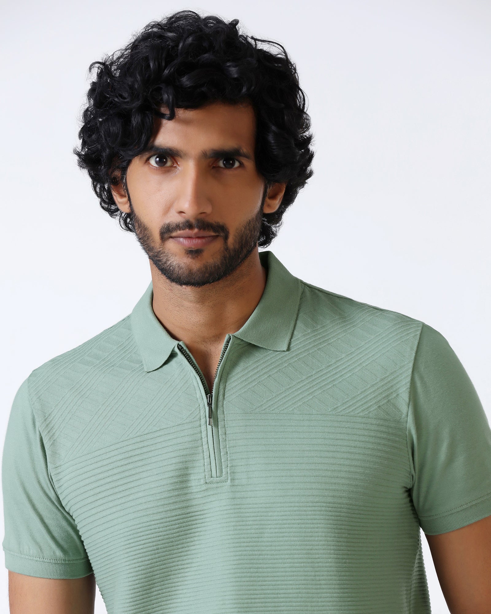 Sage Green Textured Polo - Bourbon - Image 9