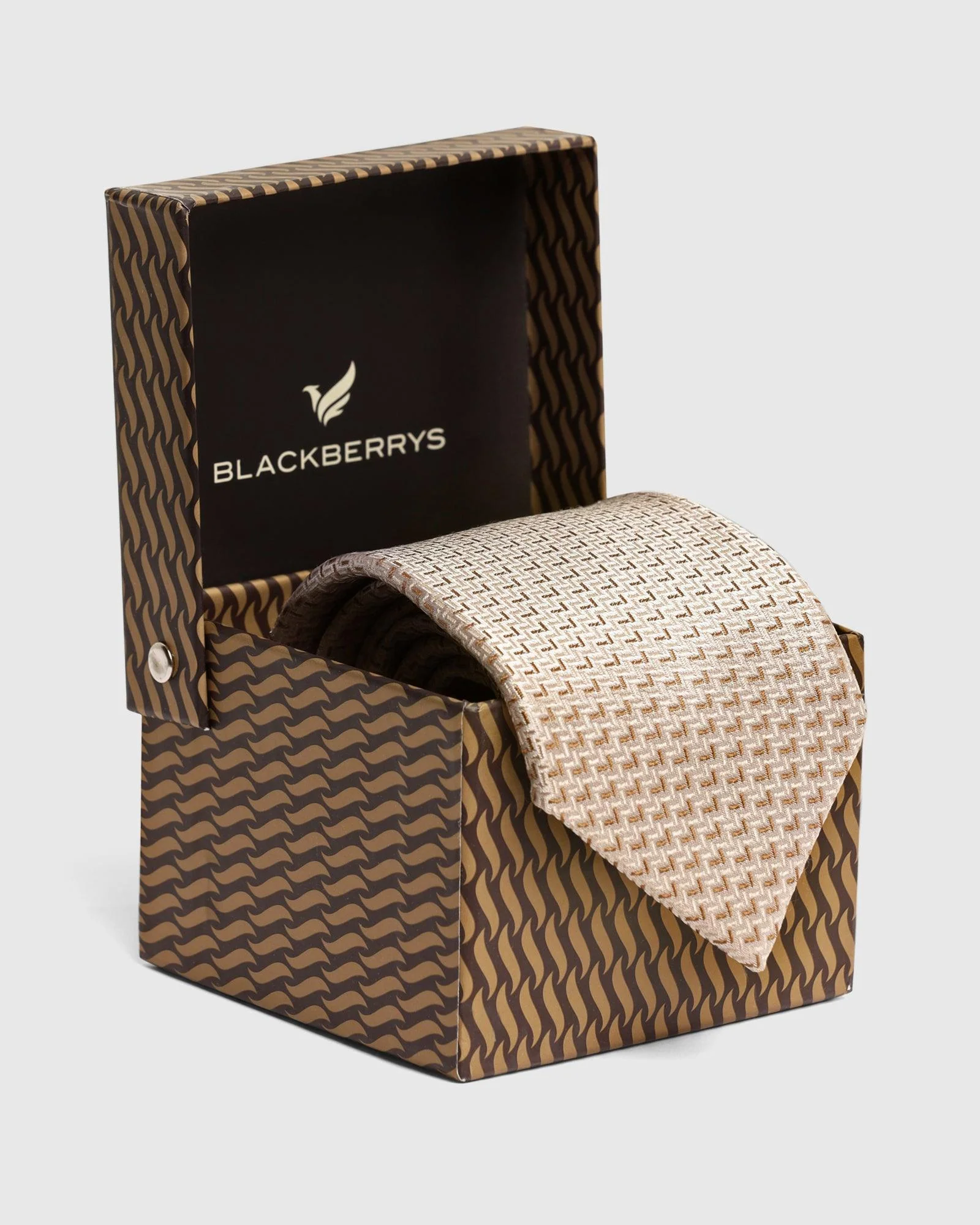 Silk Beige Jacquard Tie - Veton - Image 2
