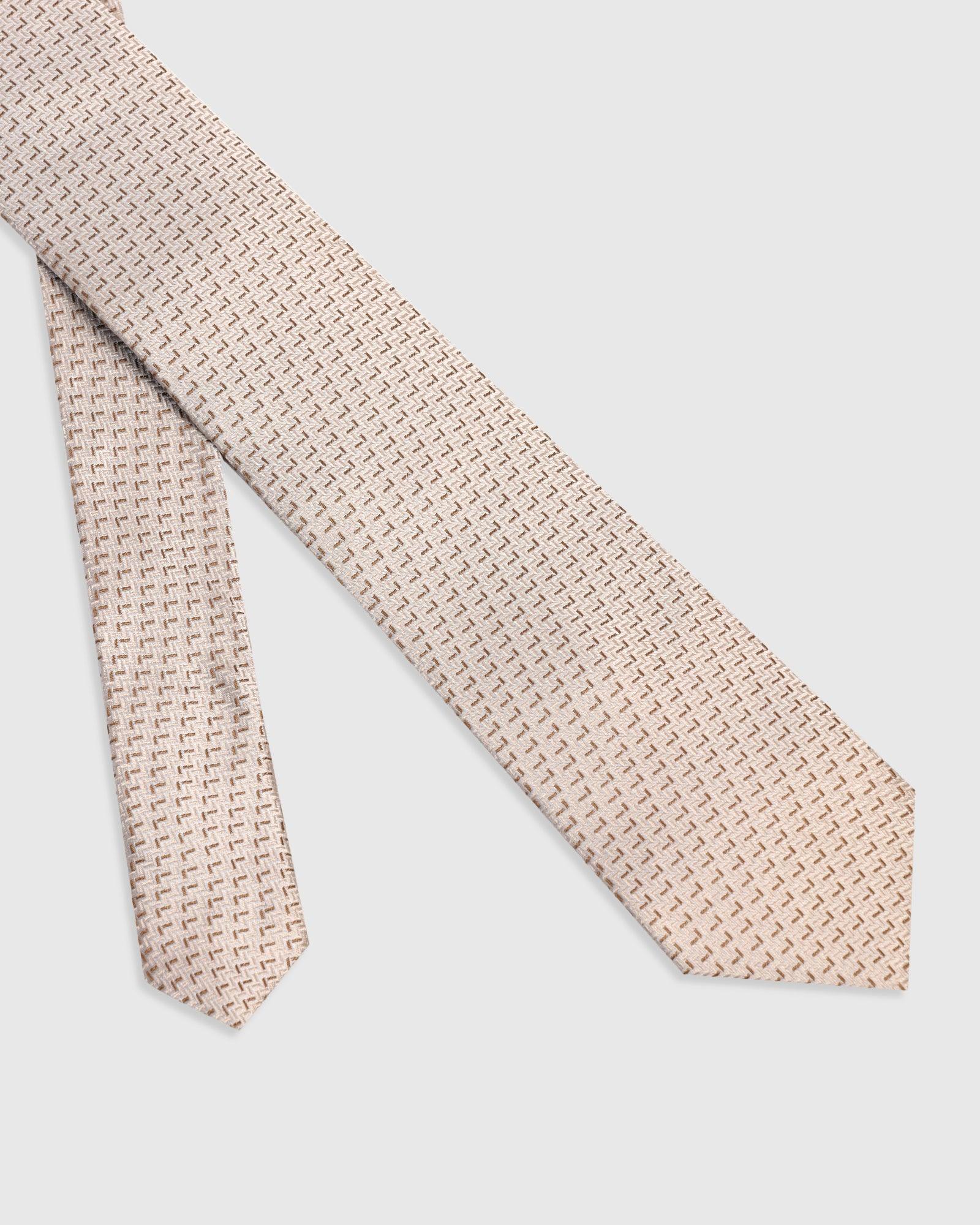 Silk Beige Jacquard Tie - Veton - Image 5
