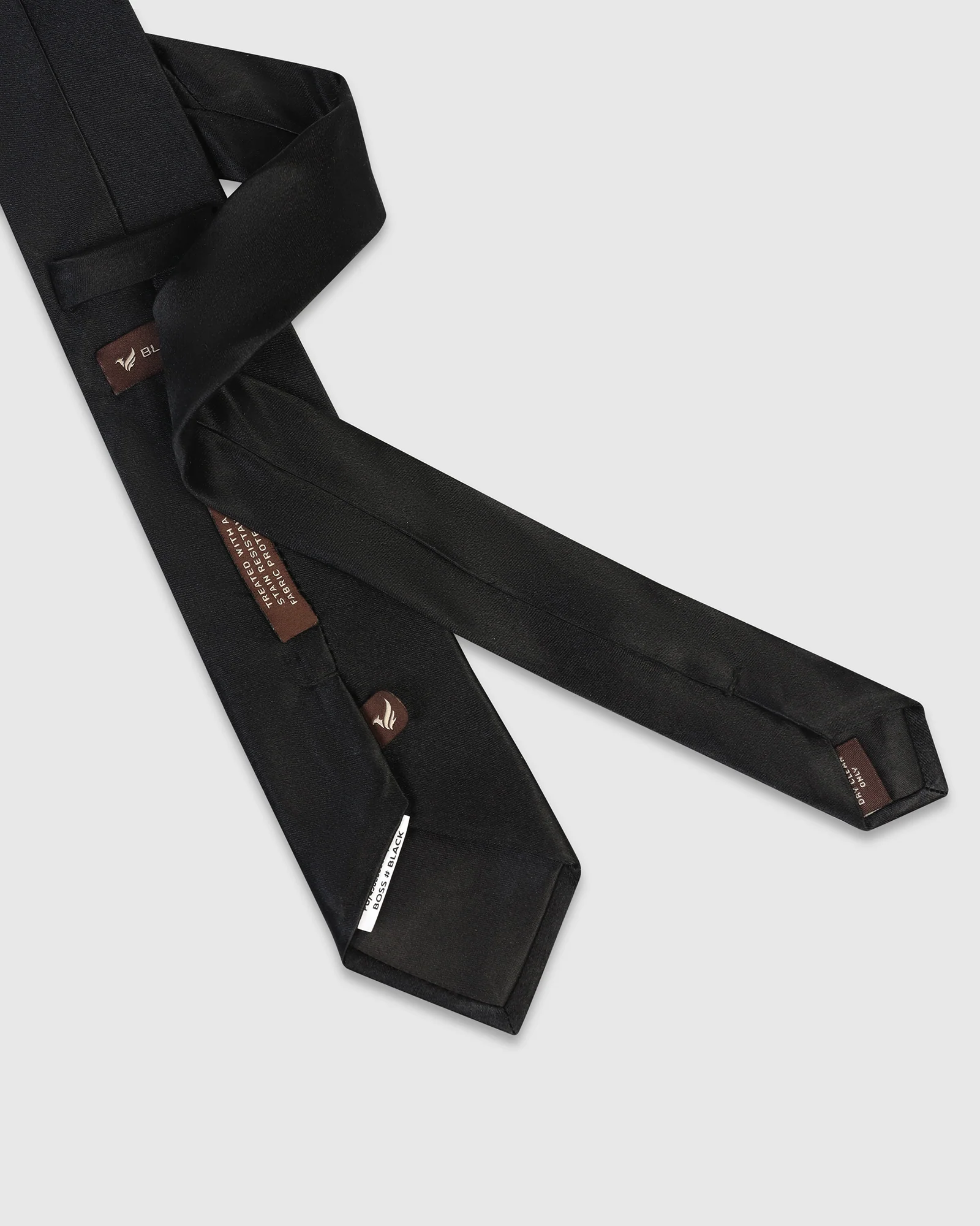 Silk Black Solid Tie - Boss - Image 3
