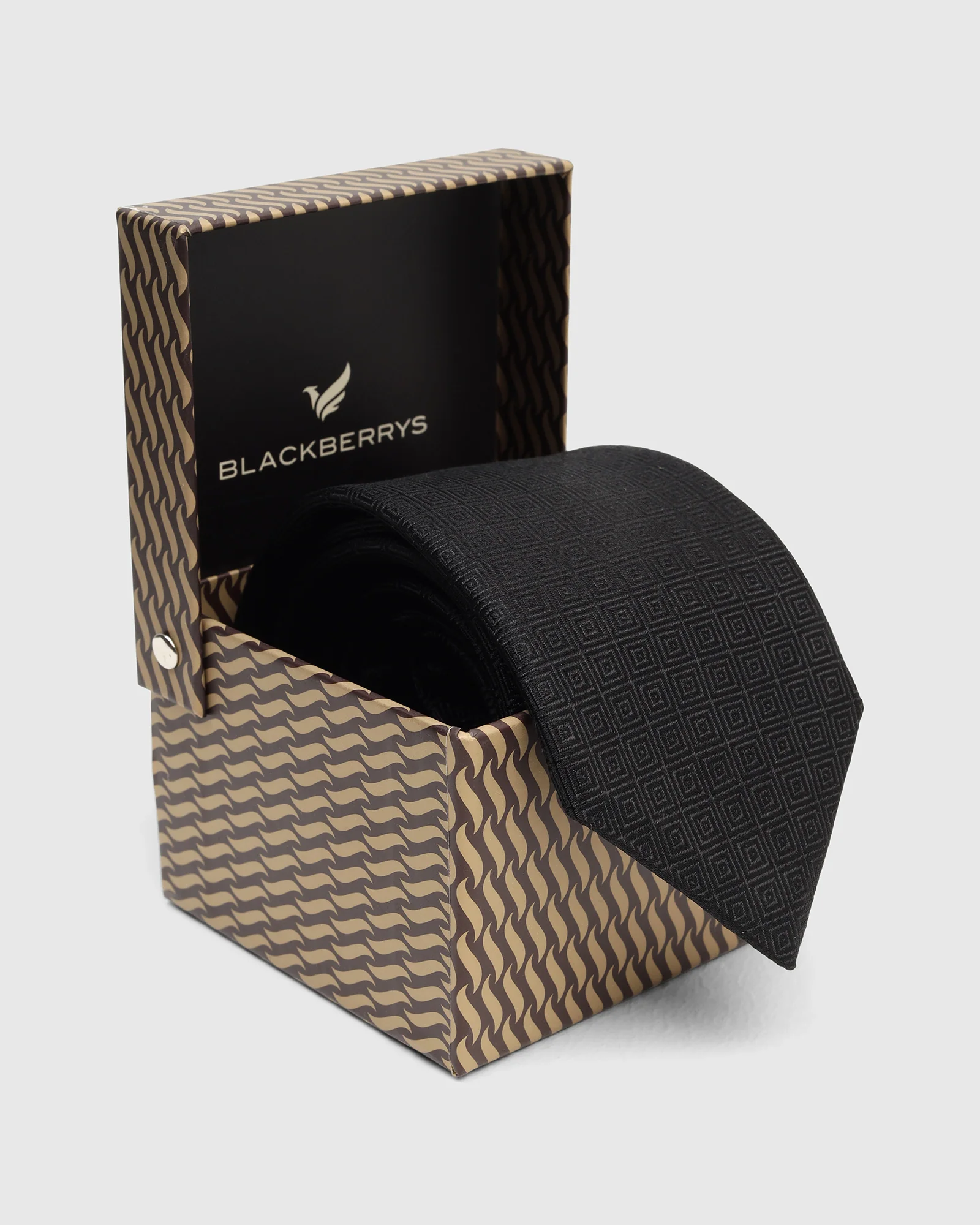 Silk Black Jacquard Tie - Varda - Image 5