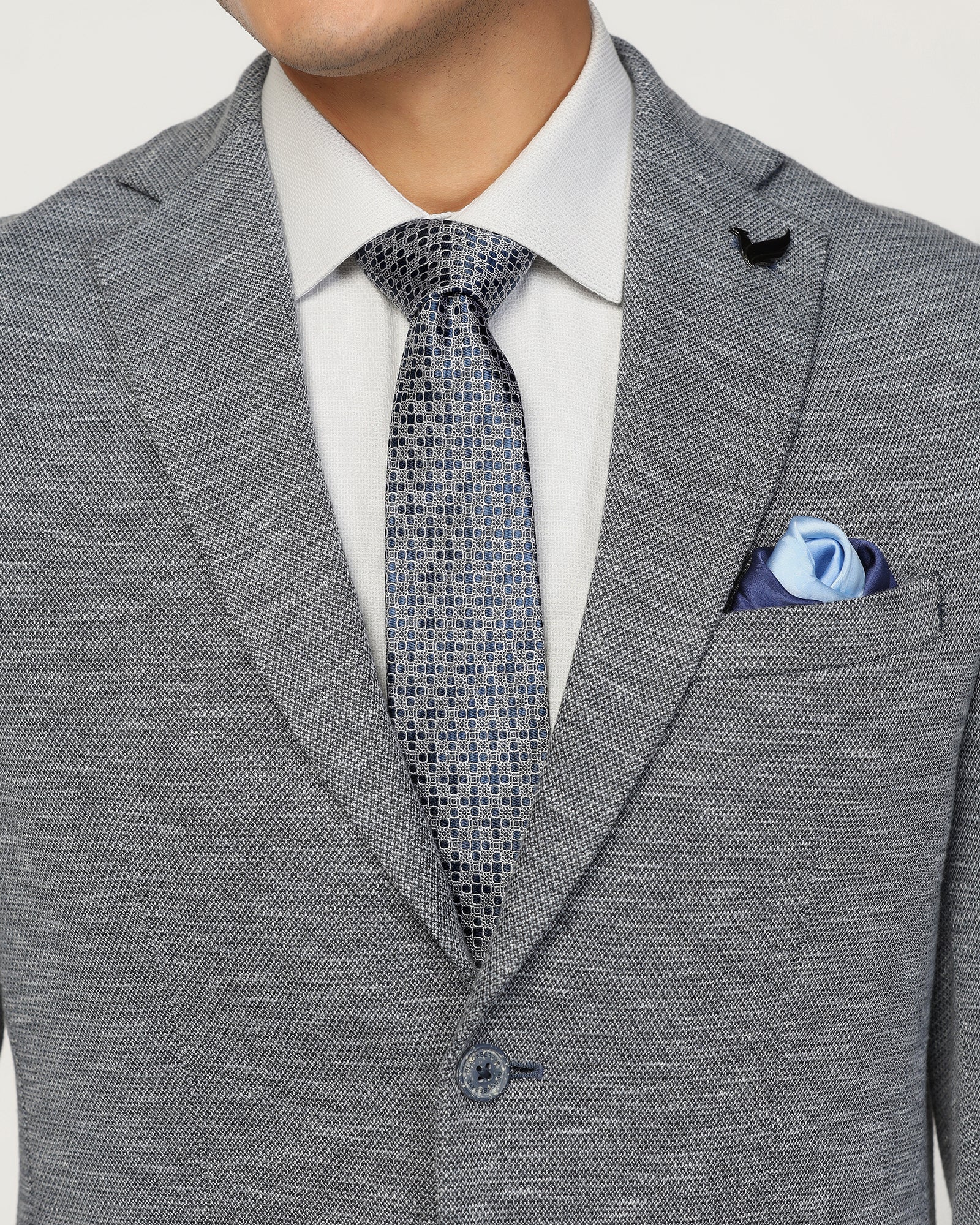 Silk Blue Jacquard Tie - Varek - Image 2