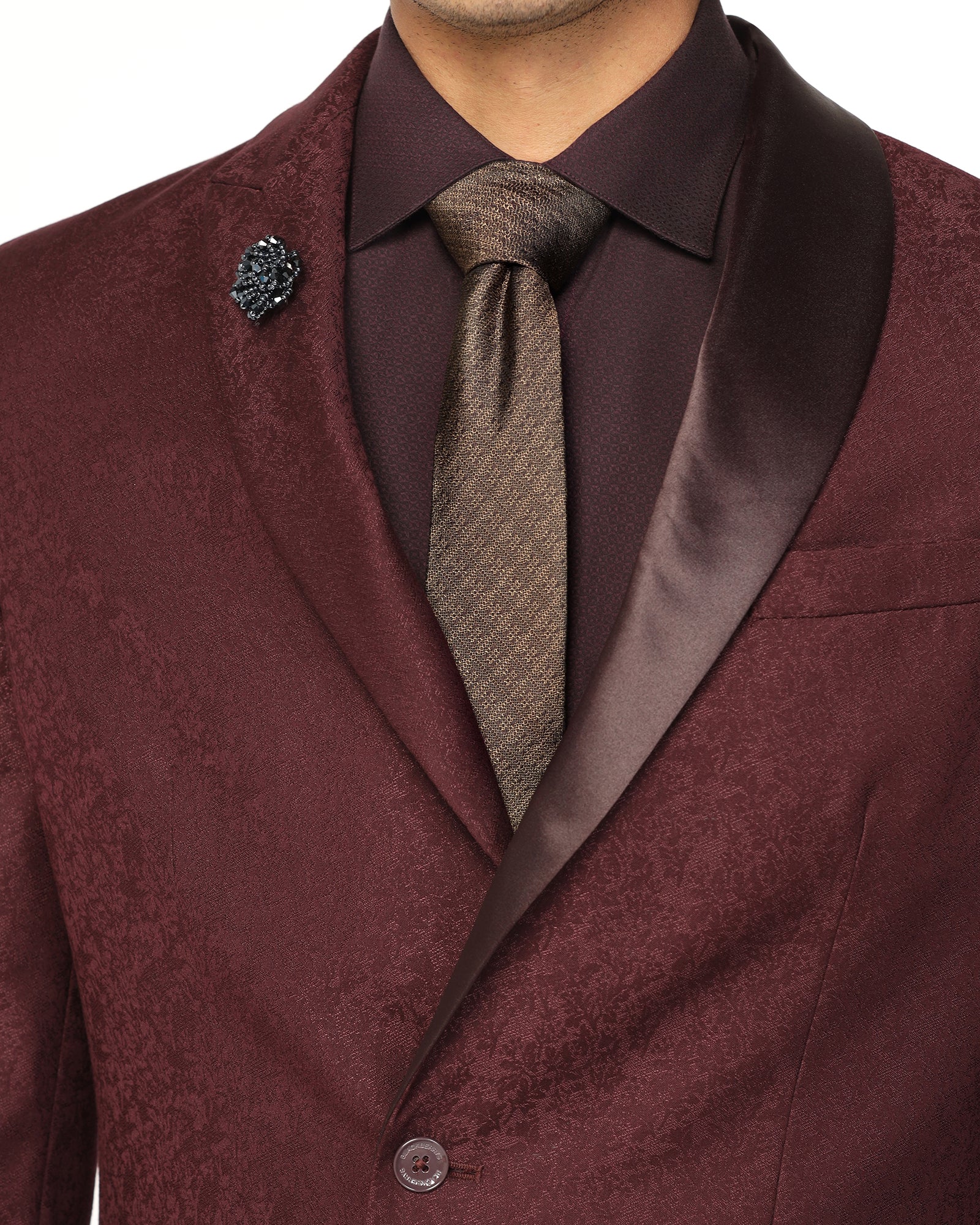 Silk Brown Jacquard Tie - Vanor - Image 2