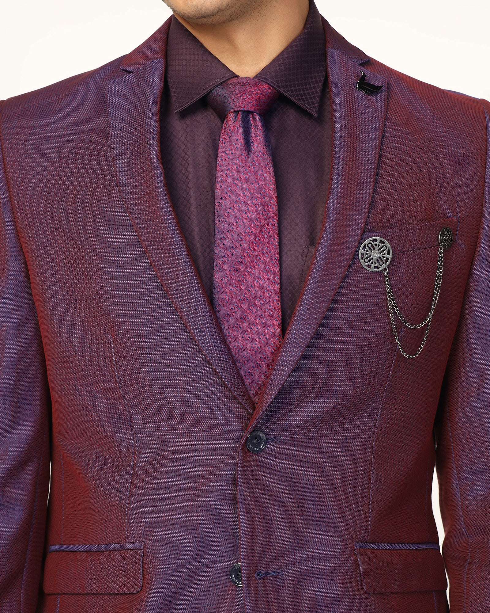 Silk Burgandy Jacquard Tie - Vanor - Image 2