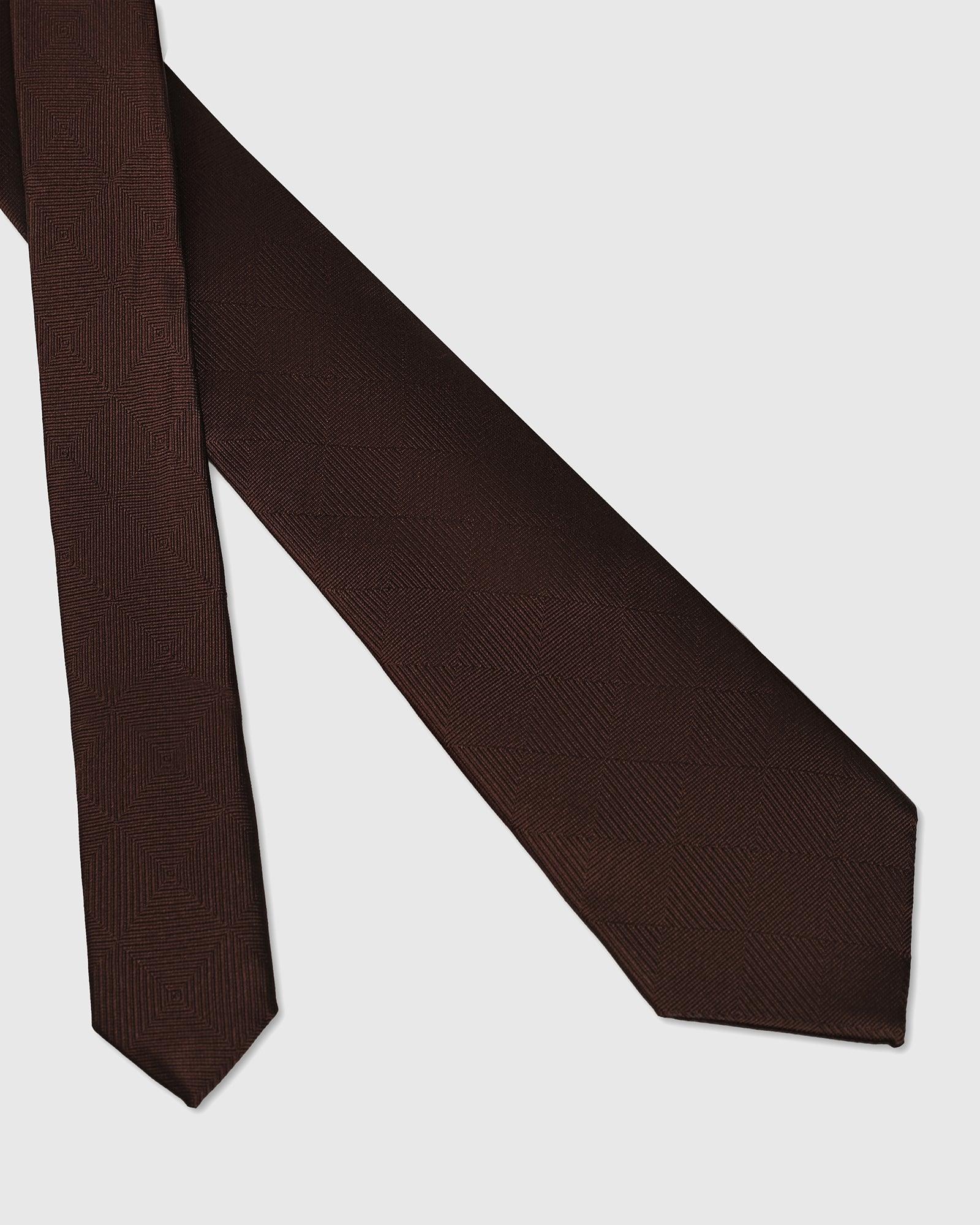 Silk Dark Brown Jacquard Tie - Ulana