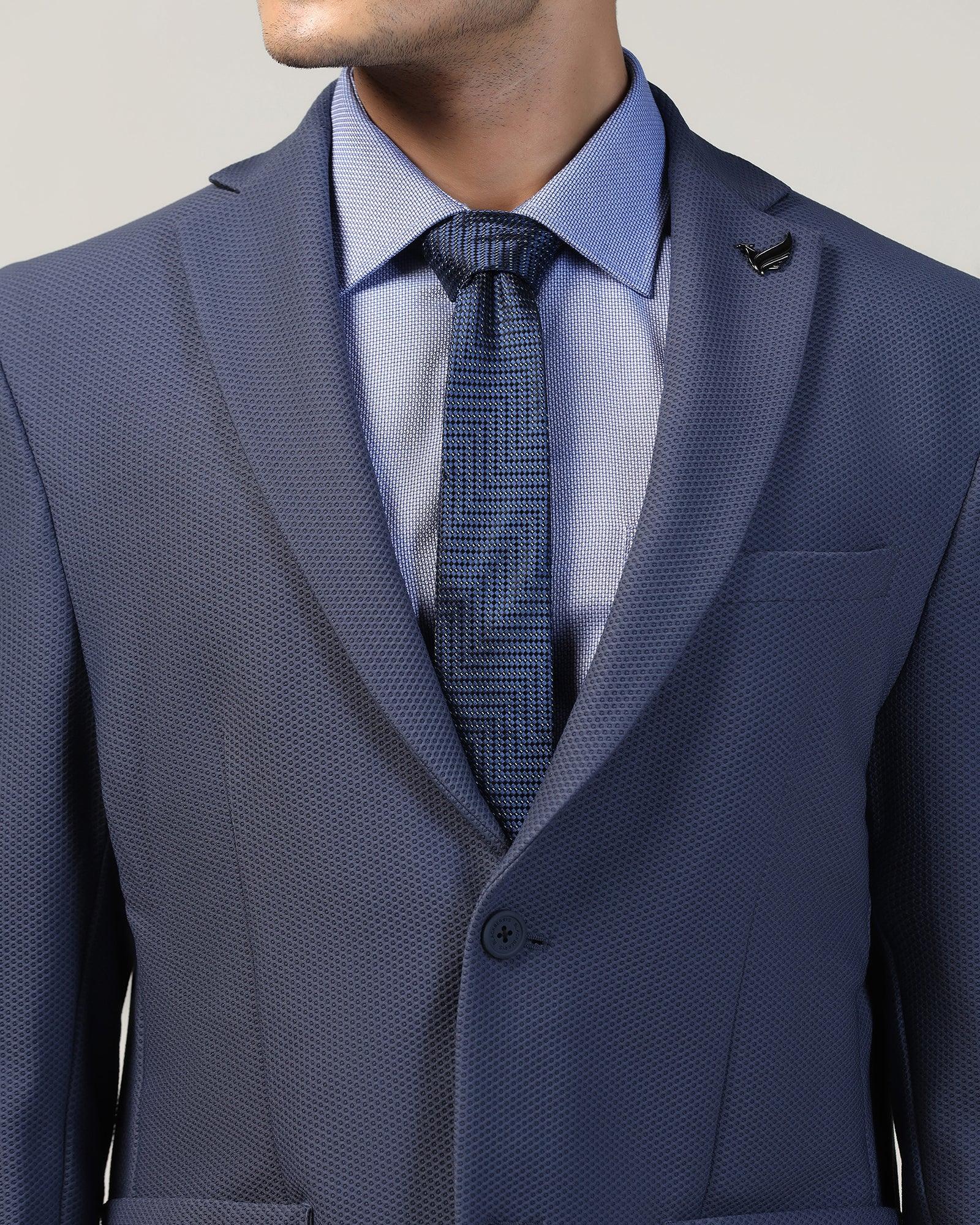 Silk Dark Navy Jacquard Tie - Valdimir - Image 3