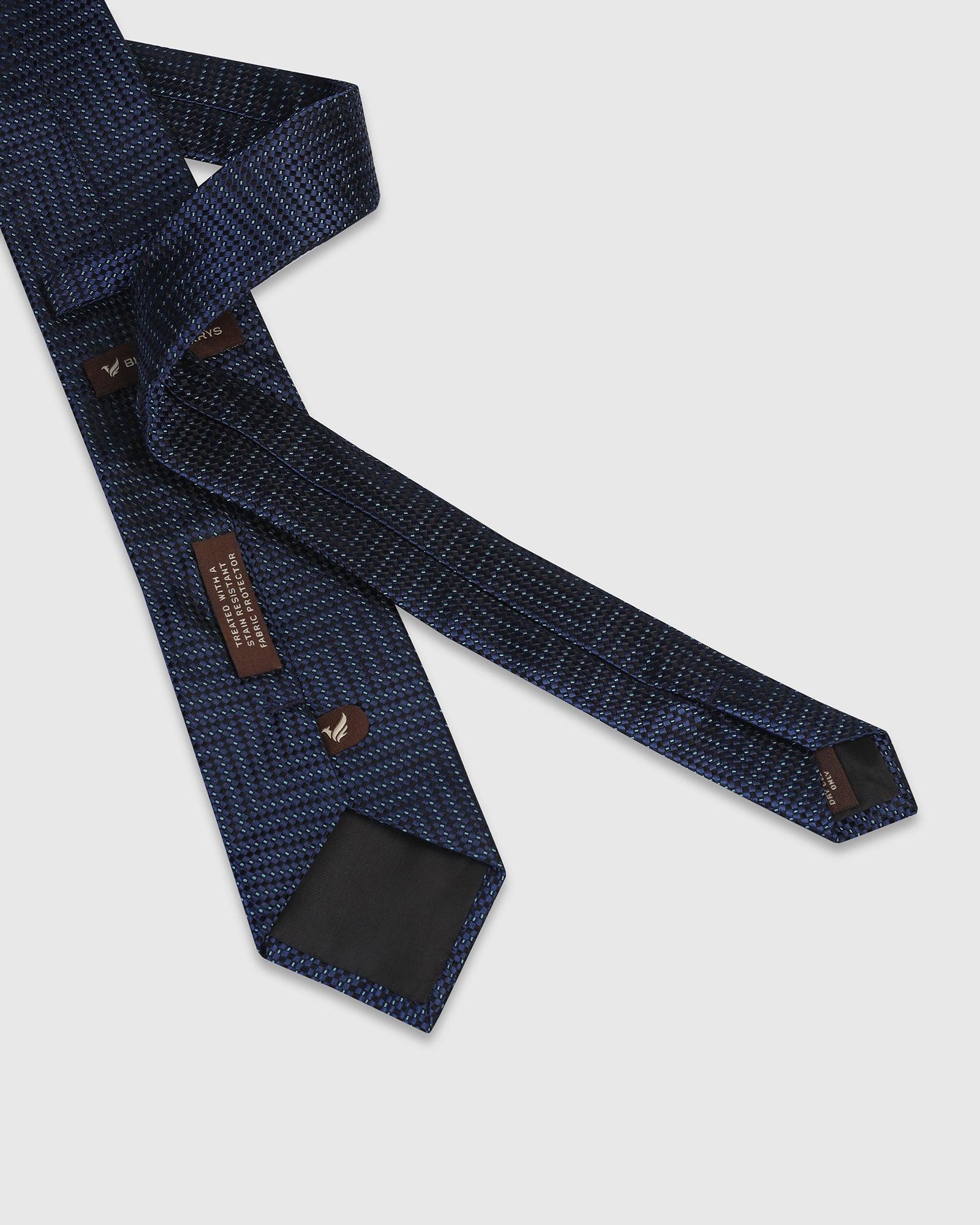 Silk Dark Navy Jacquard Tie - Valdimir - Image 4