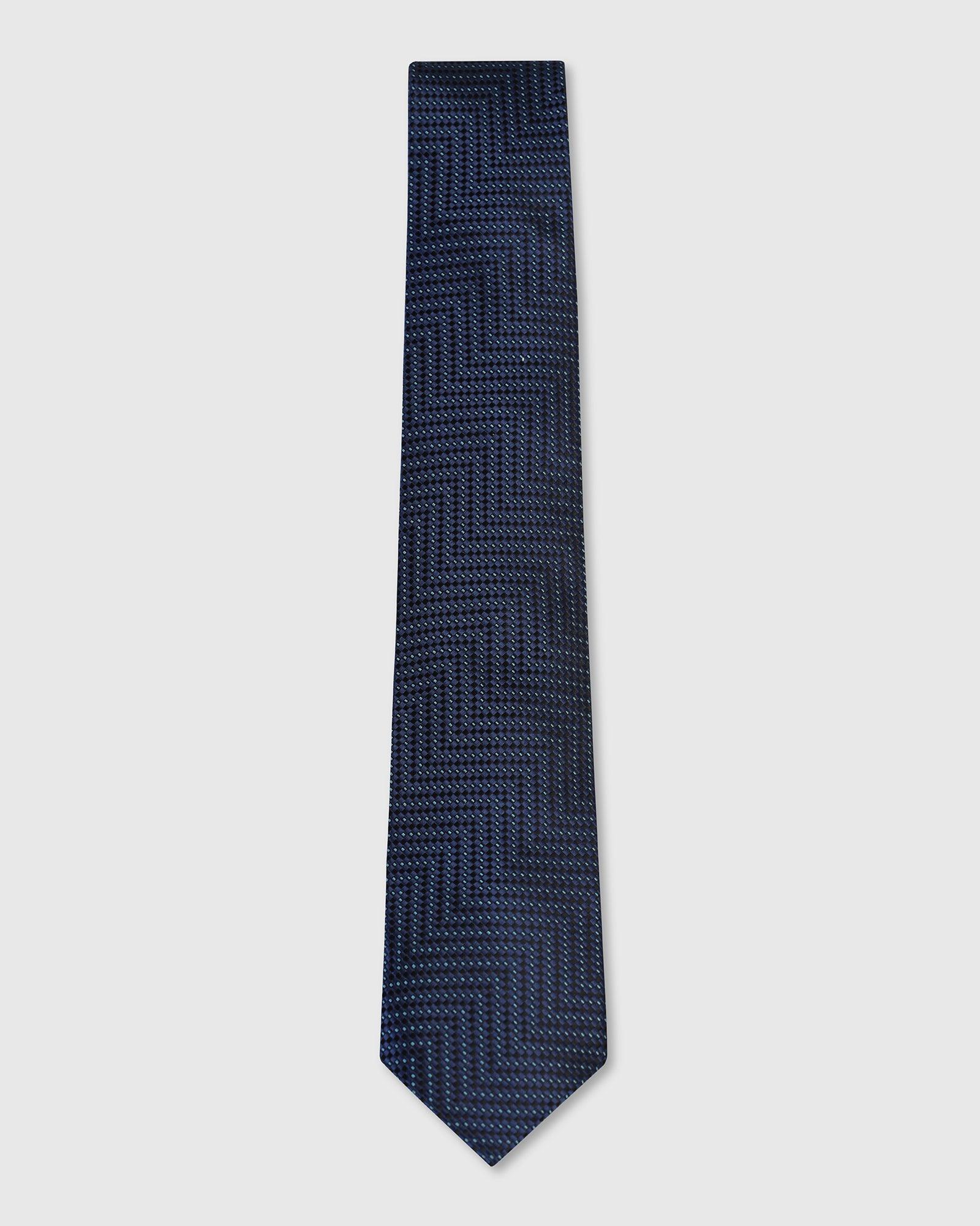 Silk Dark Navy Jacquard Tie - Valdimir - Image 5
