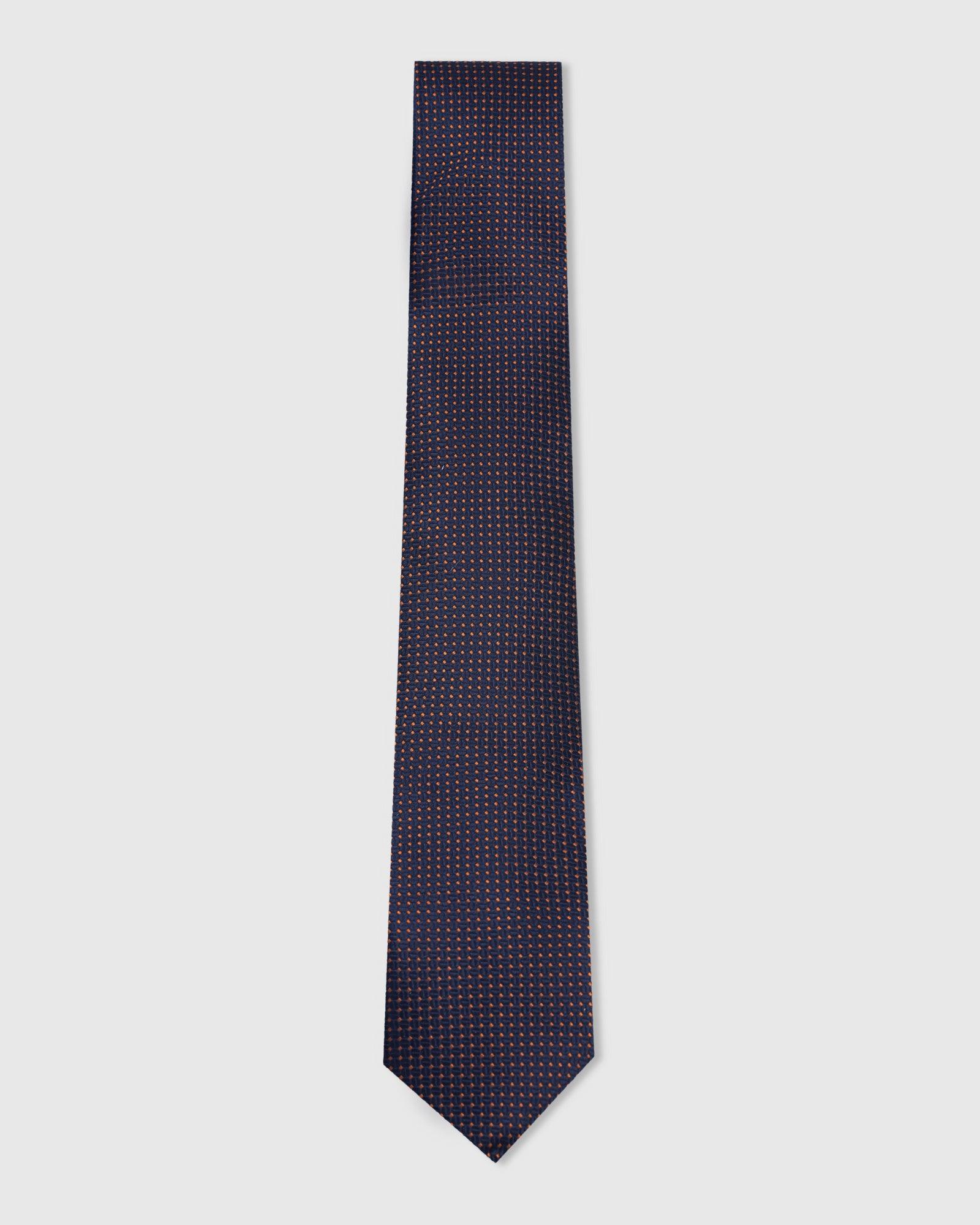 Silk Dark Navy Jacquard Tie - Viviana - Image 3