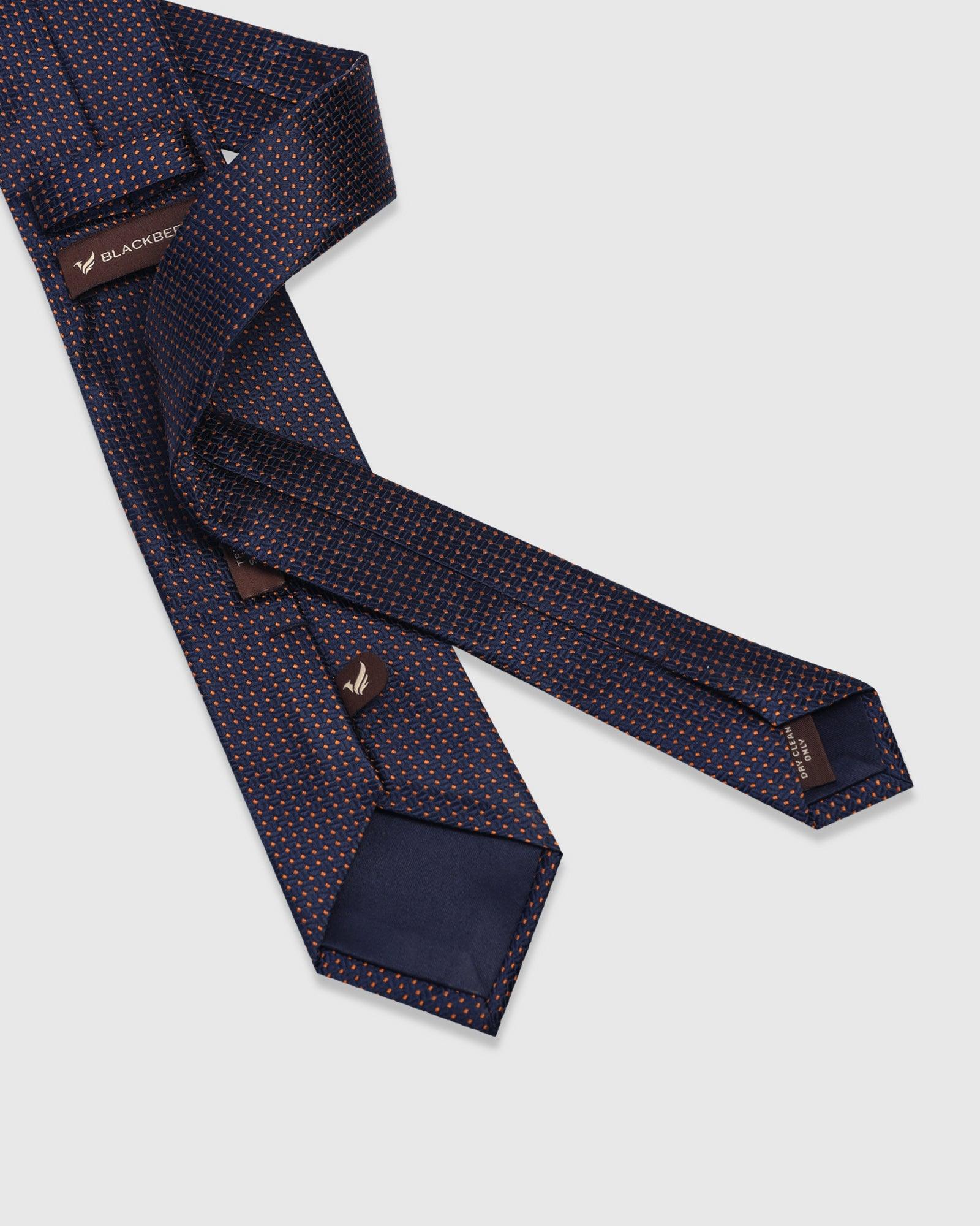 Silk Dark Navy Jacquard Tie - Viviana - Image 4