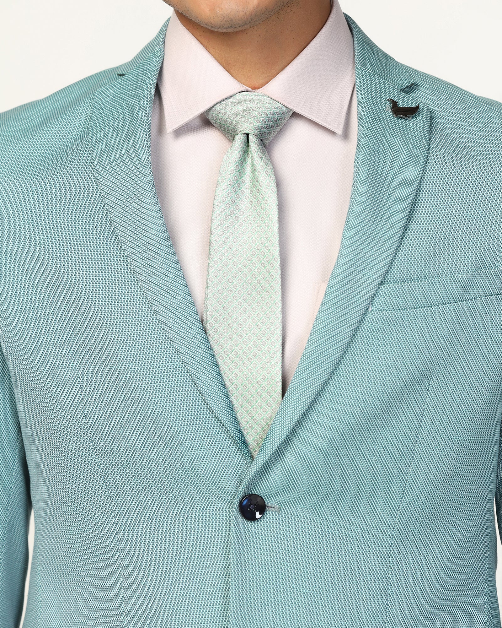 Silk Light Green Jacquard Tie - Vera - Image 2