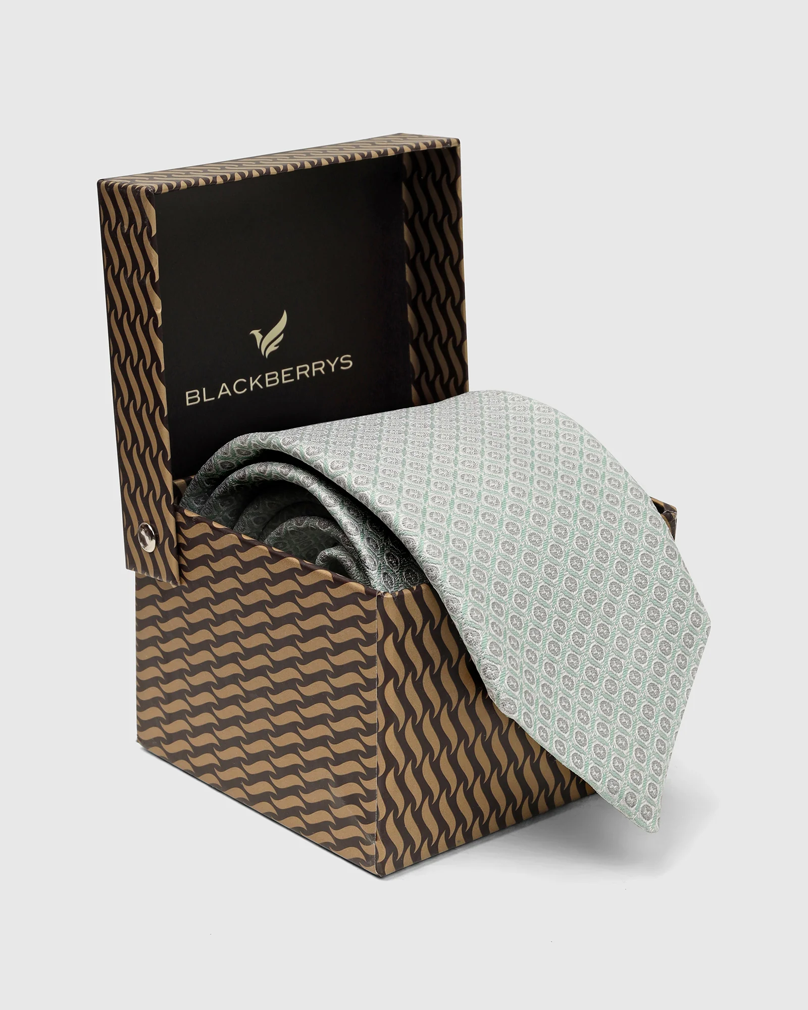 Silk Light Green Jacquard Tie - Vera - Image 5
