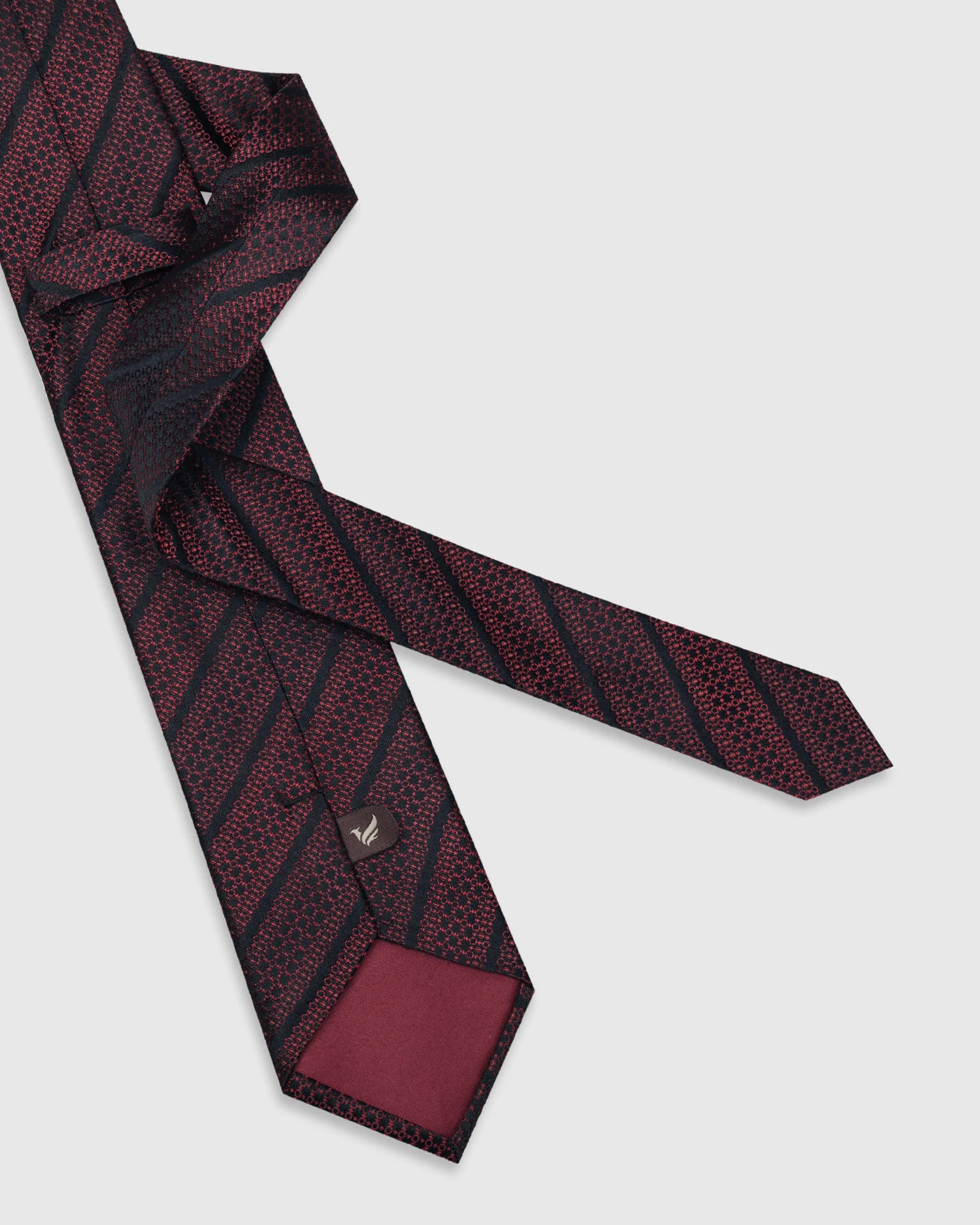 Silk Maroon Jacquard Tie - Vaso - Image 3