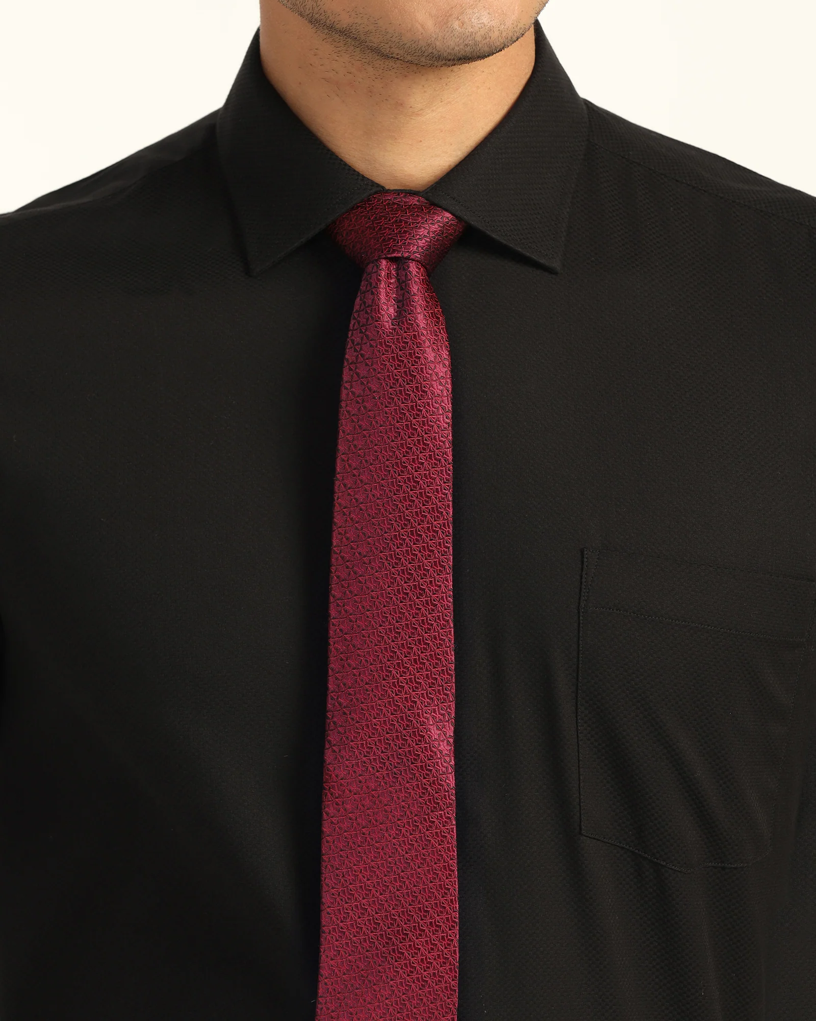 Silk Maroon Jacquard Tie - Vonn - Image 2