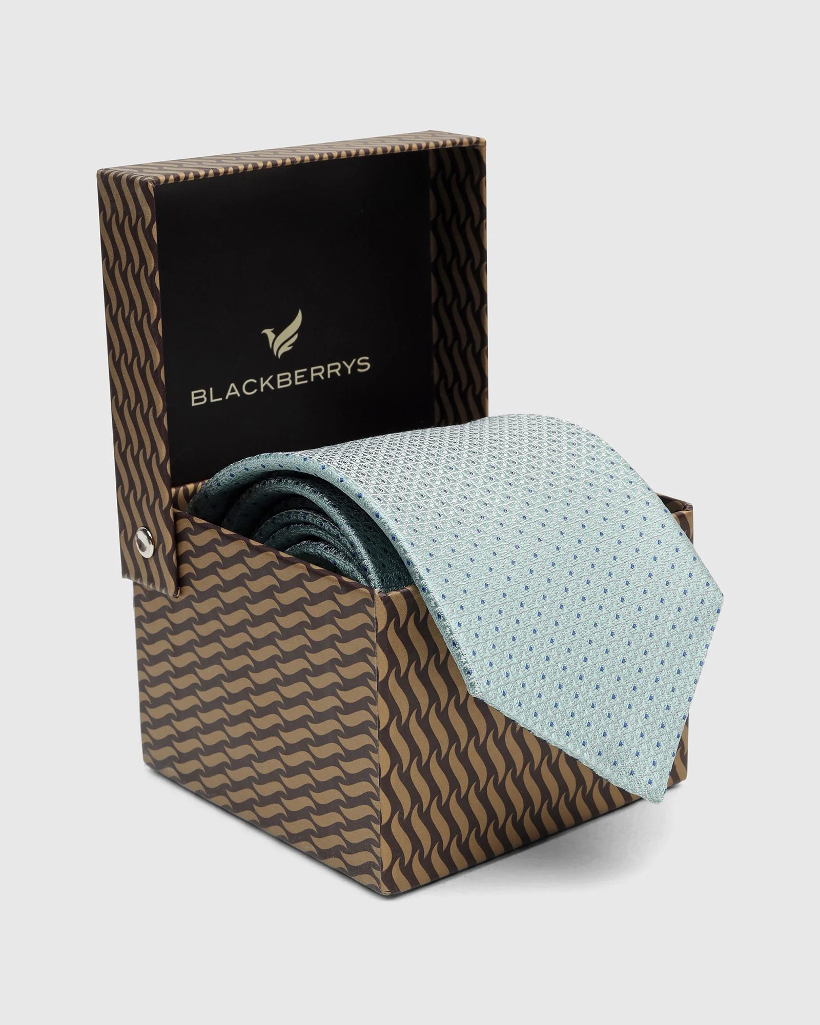Silk Mint Green Jacquard Tie - Vingon - Image 5