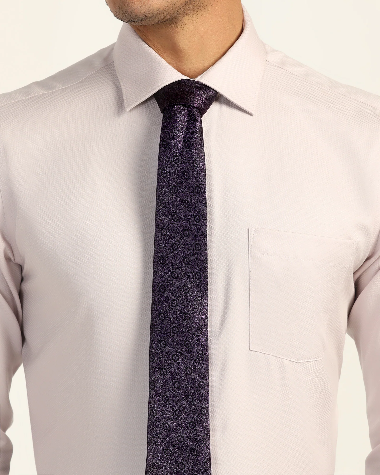 Silk Purple Jacquard Tie - Vagor - Image 2