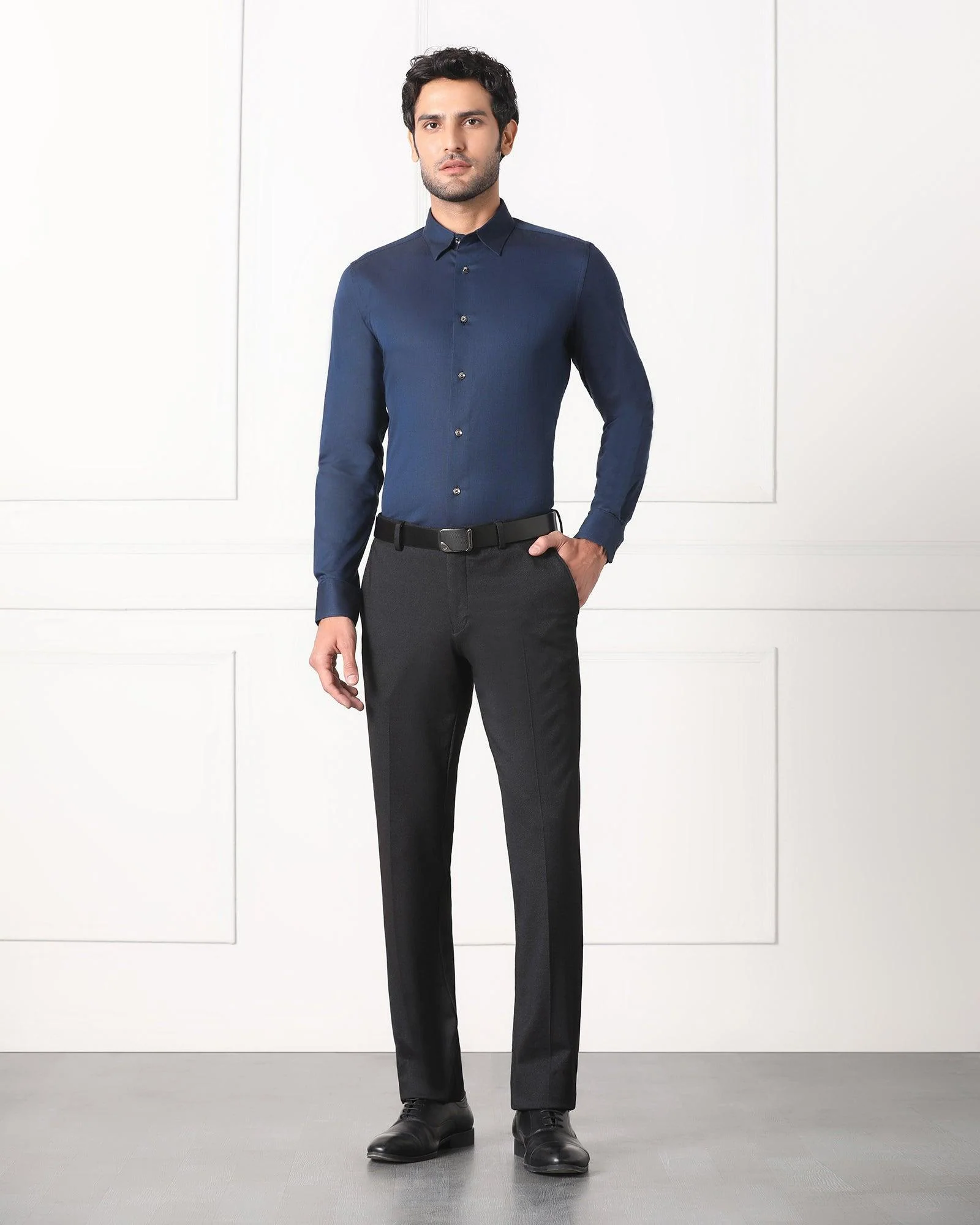 Must Haves Formal Midnight Blue Solid Shirt - Silvio - Image 3