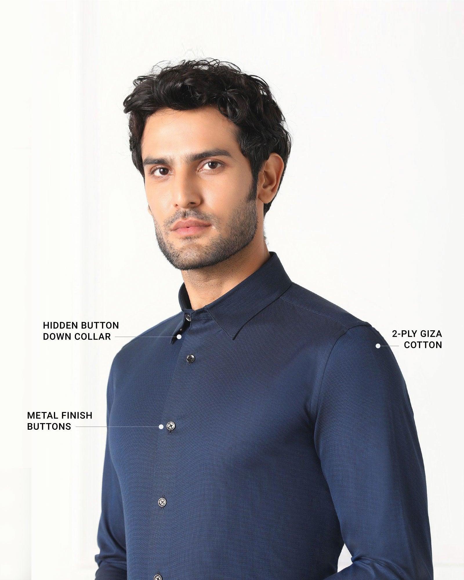 Must Haves Formal Midnight Blue Solid Shirt - Silvio - Image 4