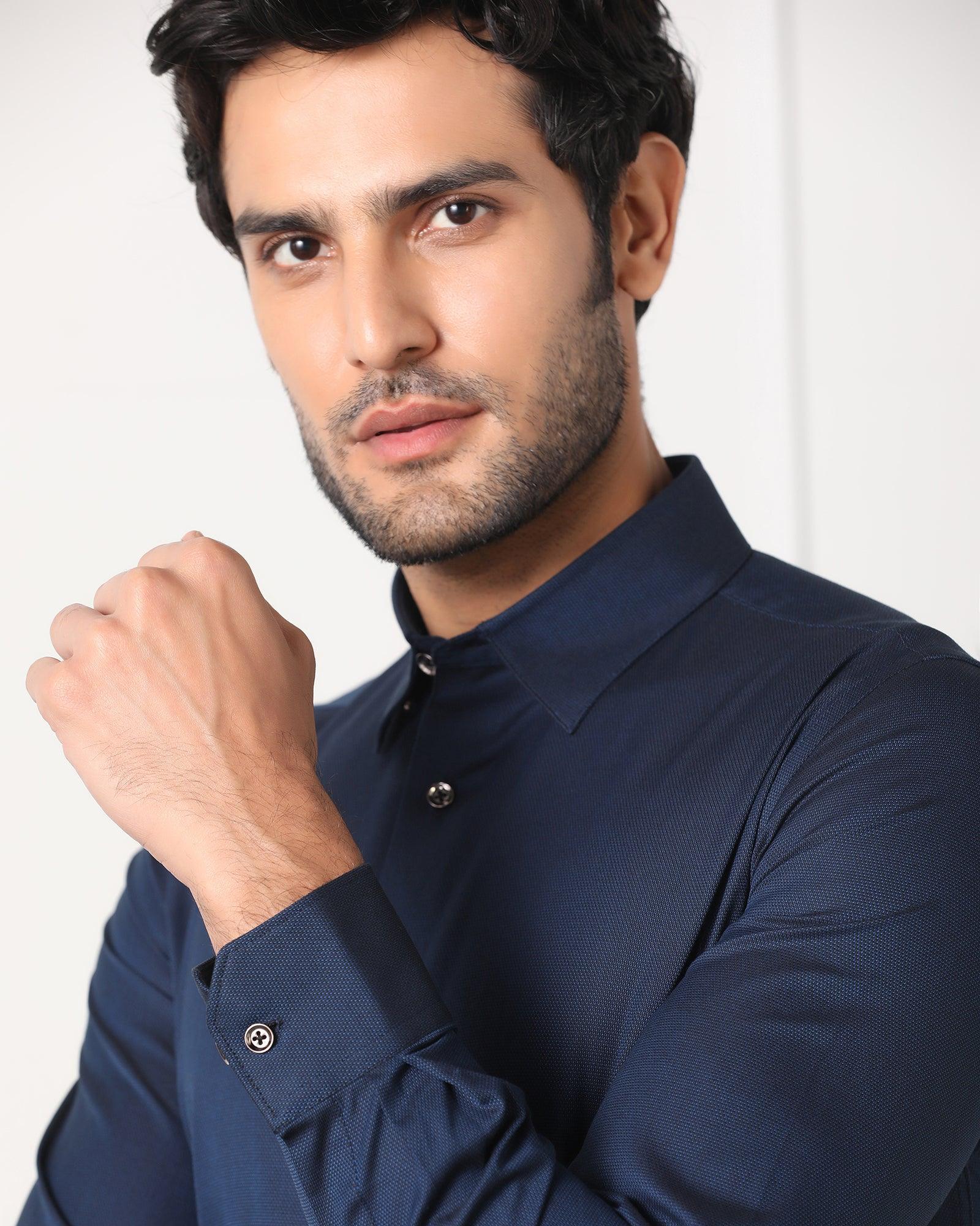 Must Haves Formal Midnight Blue Solid Shirt - Silvio - Image 7