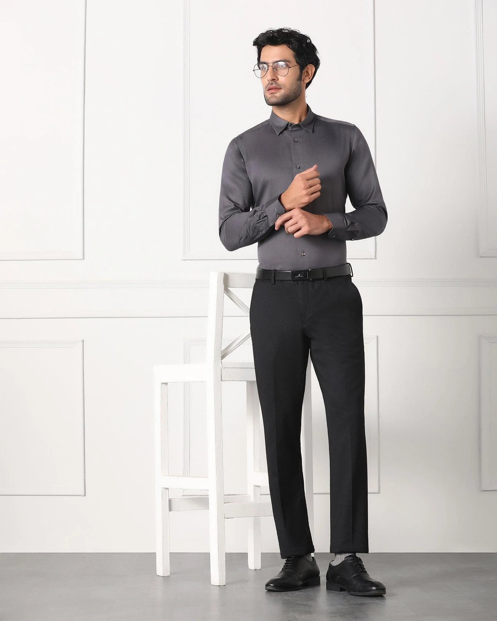 Must Haves Formal Grey Solid Shirt - Silvio - Image 3