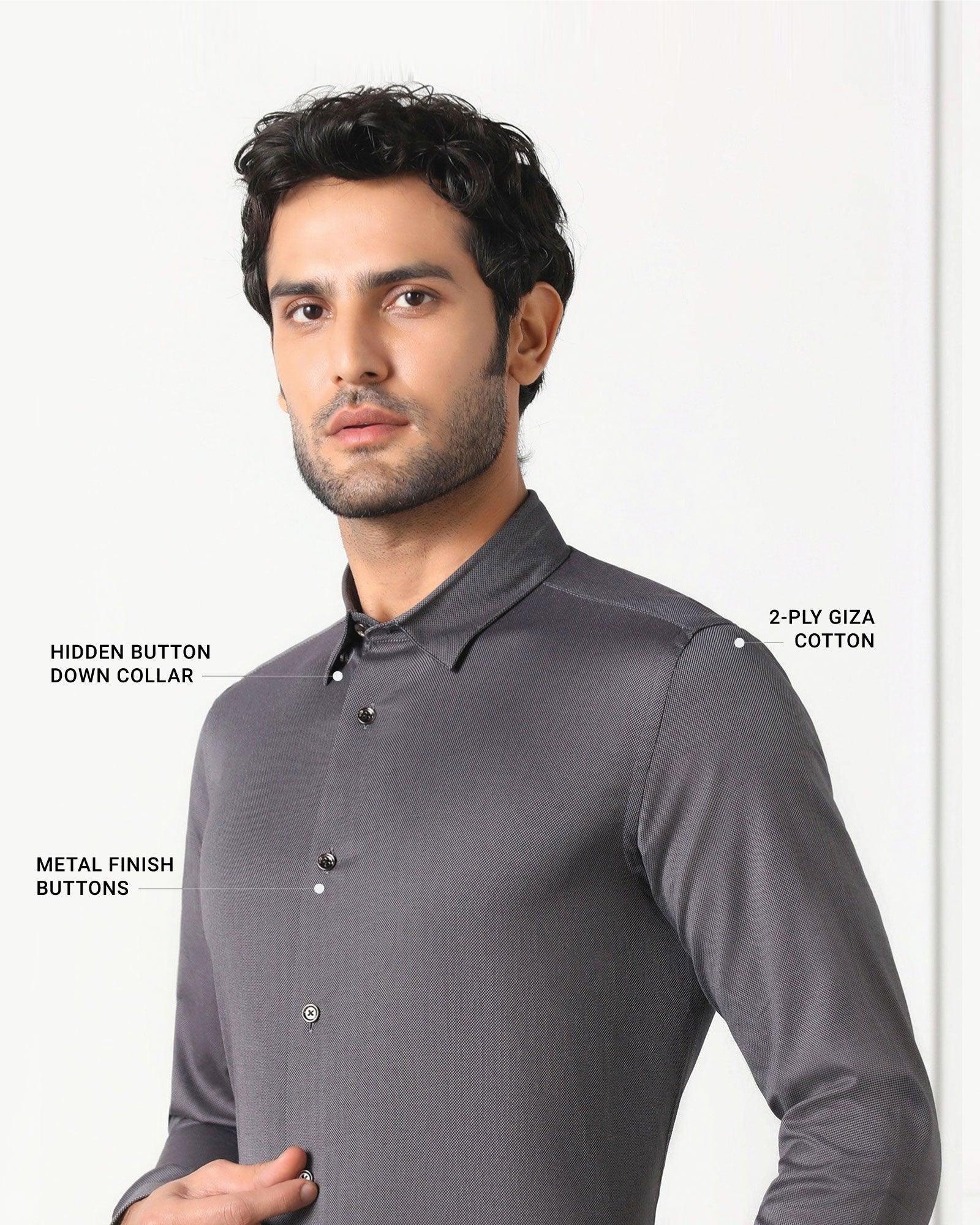 Must Haves Formal Grey Solid Shirt - Silvio - Image 4