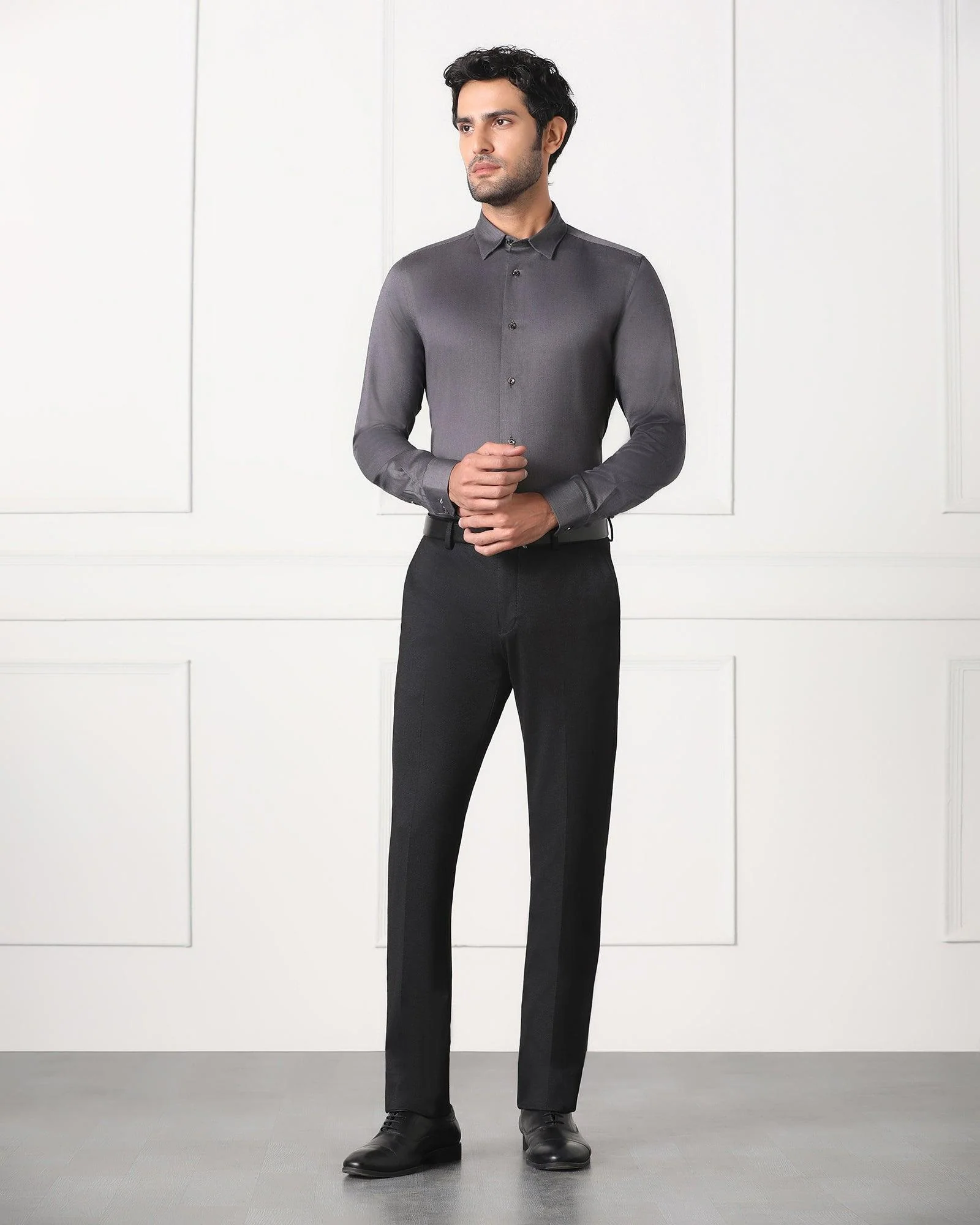 Must Haves Formal Grey Solid Shirt - Silvio - Image 7