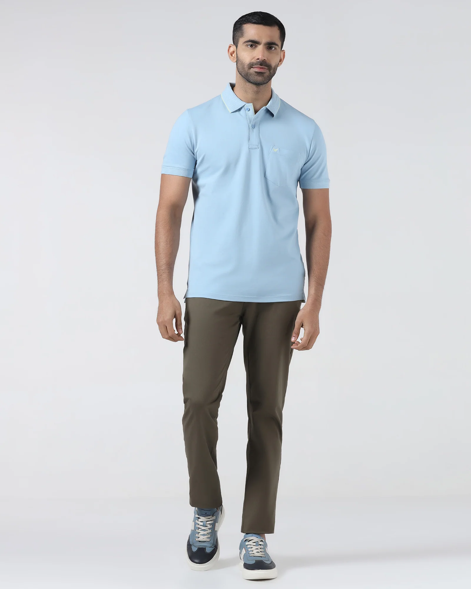 Sky Blue Solid Polo - Aesun - Image 3