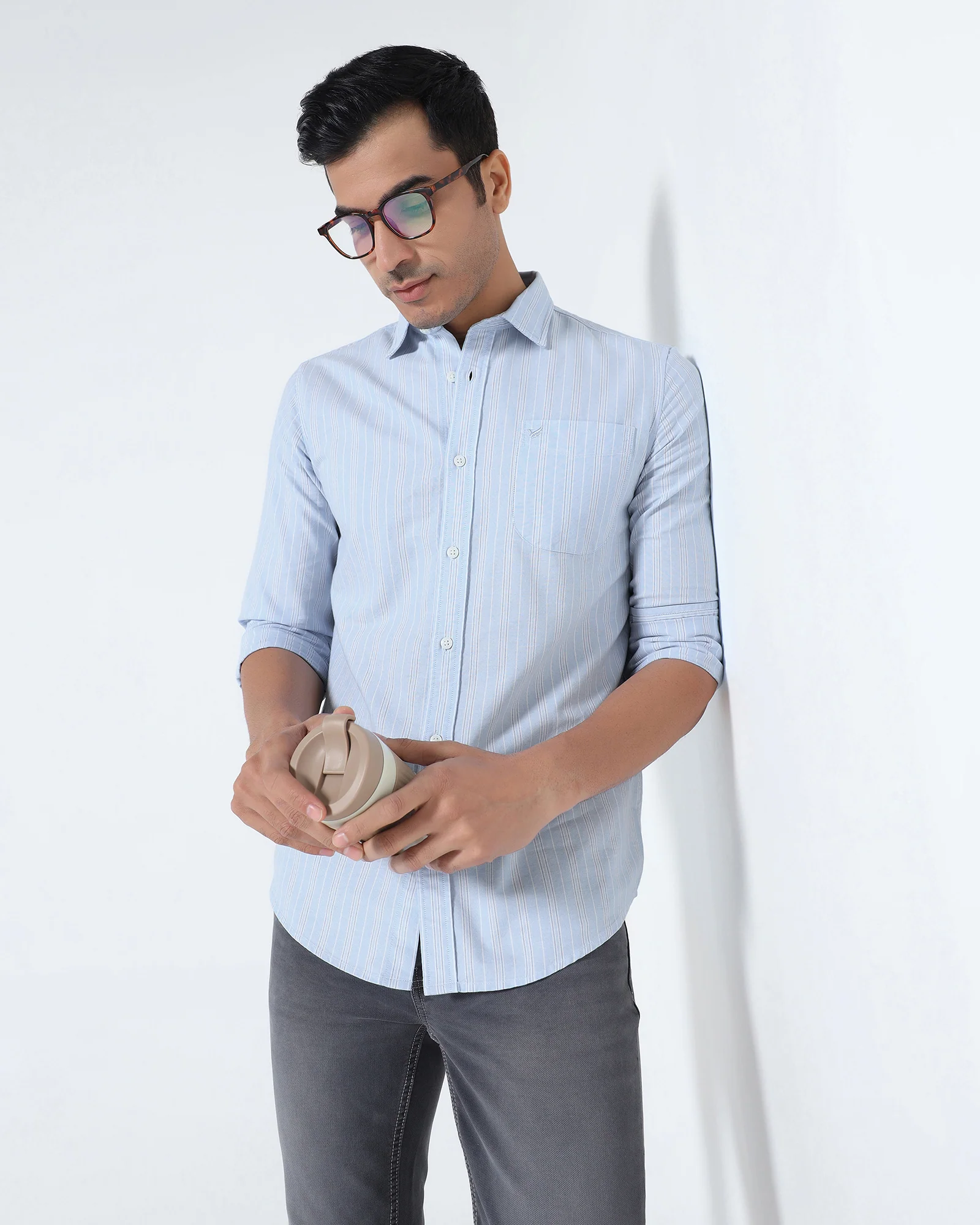 Sky Blue Stripe Shirt - Jorda - Image 7