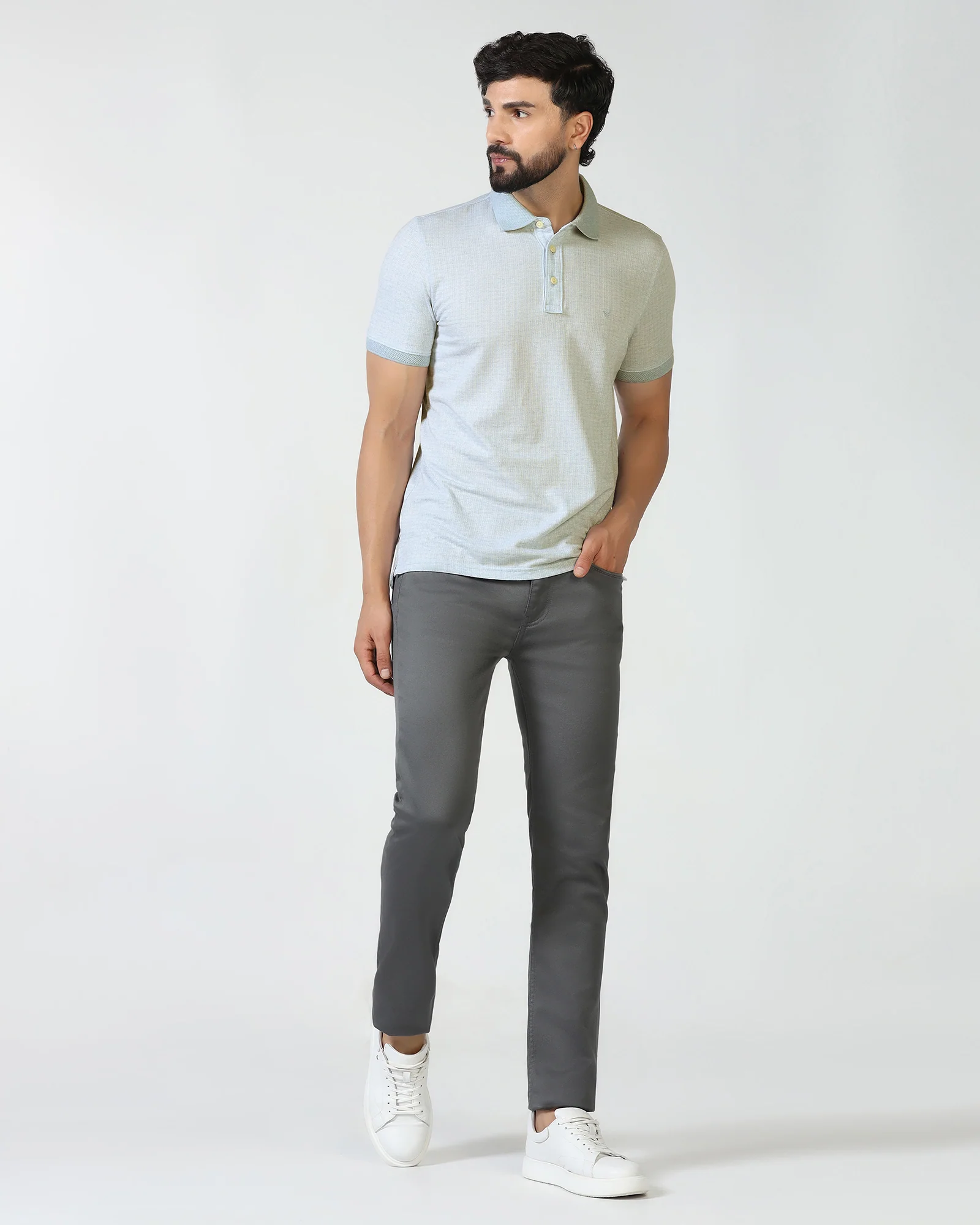 Sky Blue Textured Polo - Shepred - Image 3