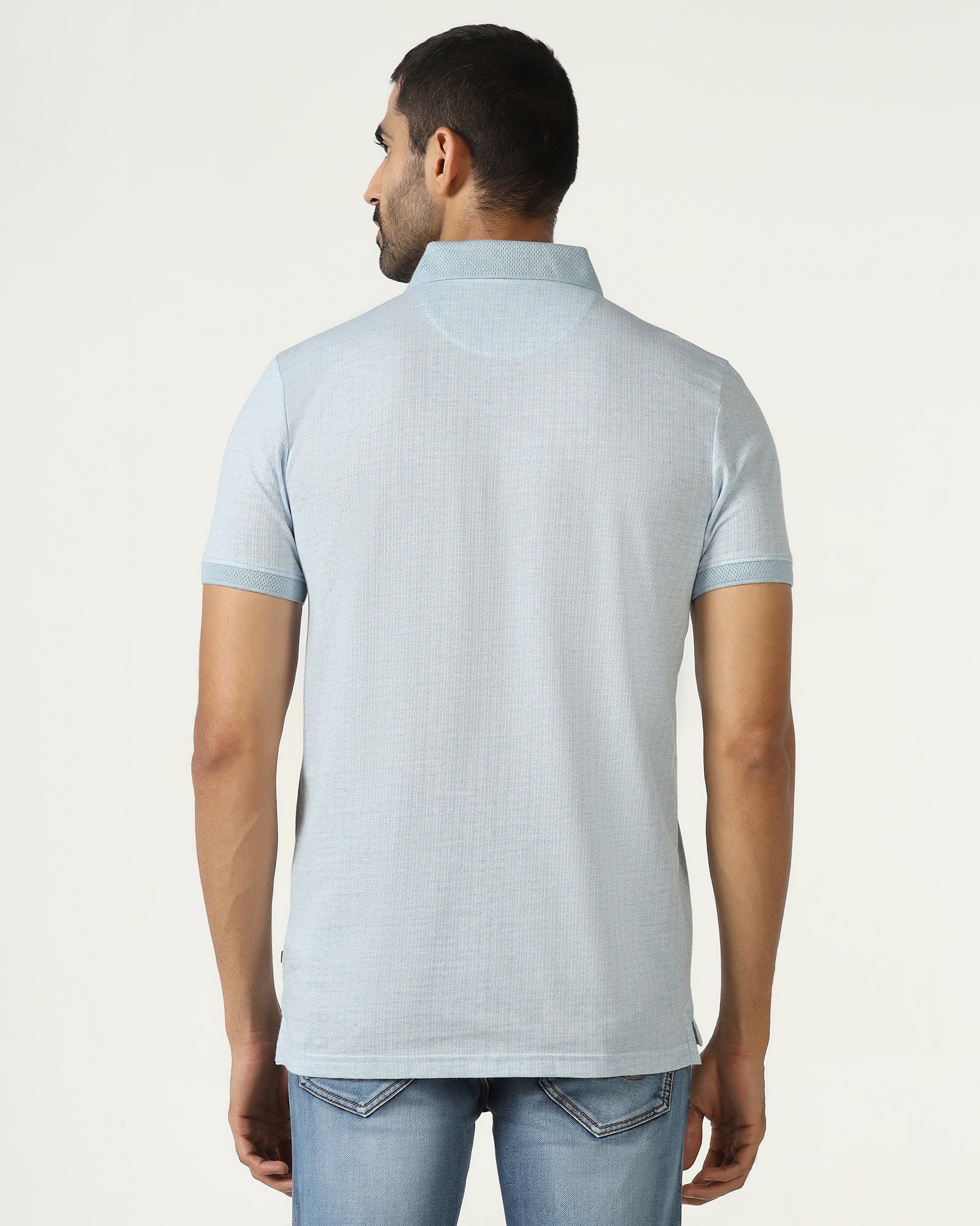 Sky Blue Textured Polo - Shepred - Image 2
