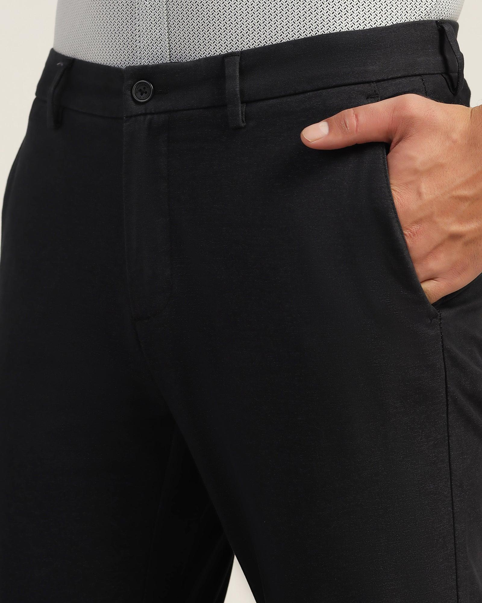Slim Comfort B-95 Casual Black Solid Khakis - Cypher - Image 4