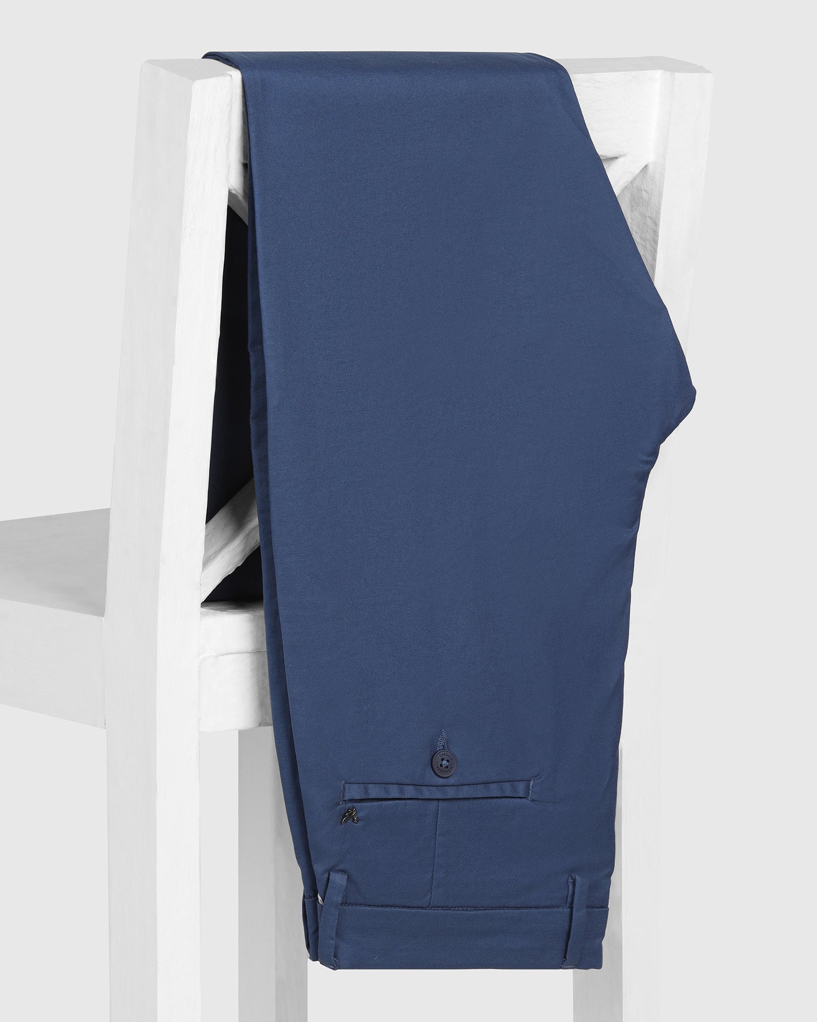 Slim Comfort B-95 Casual Blue Solid Khakis - Androit - Image 5