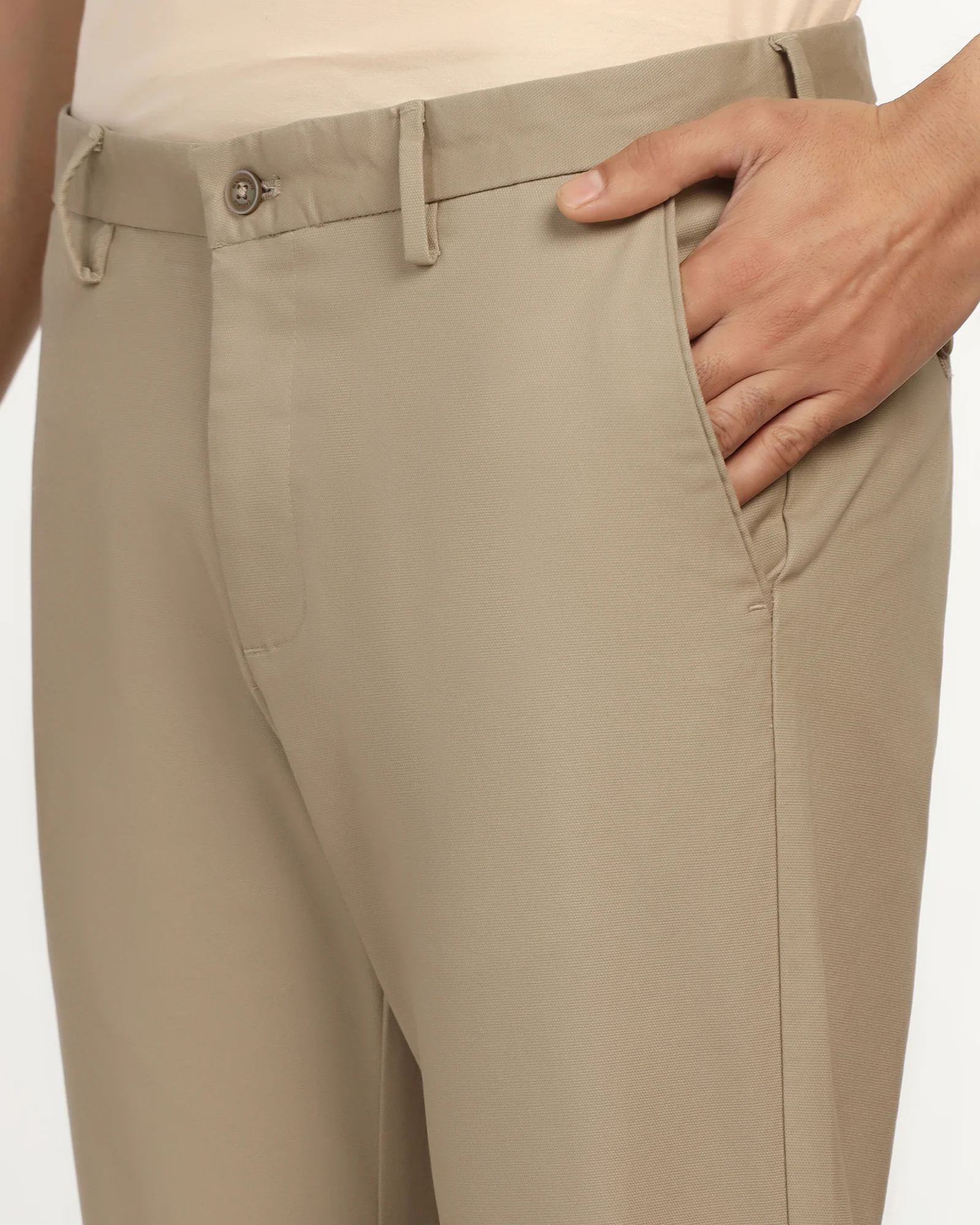 Slim Comfort B-95 Casual Brown Textured Khakis - Kary - Image 4