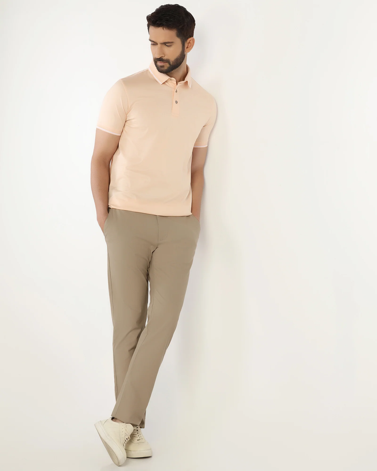 Slim Comfort B-95 Casual Brown Textured Khakis - Kary - Image 7