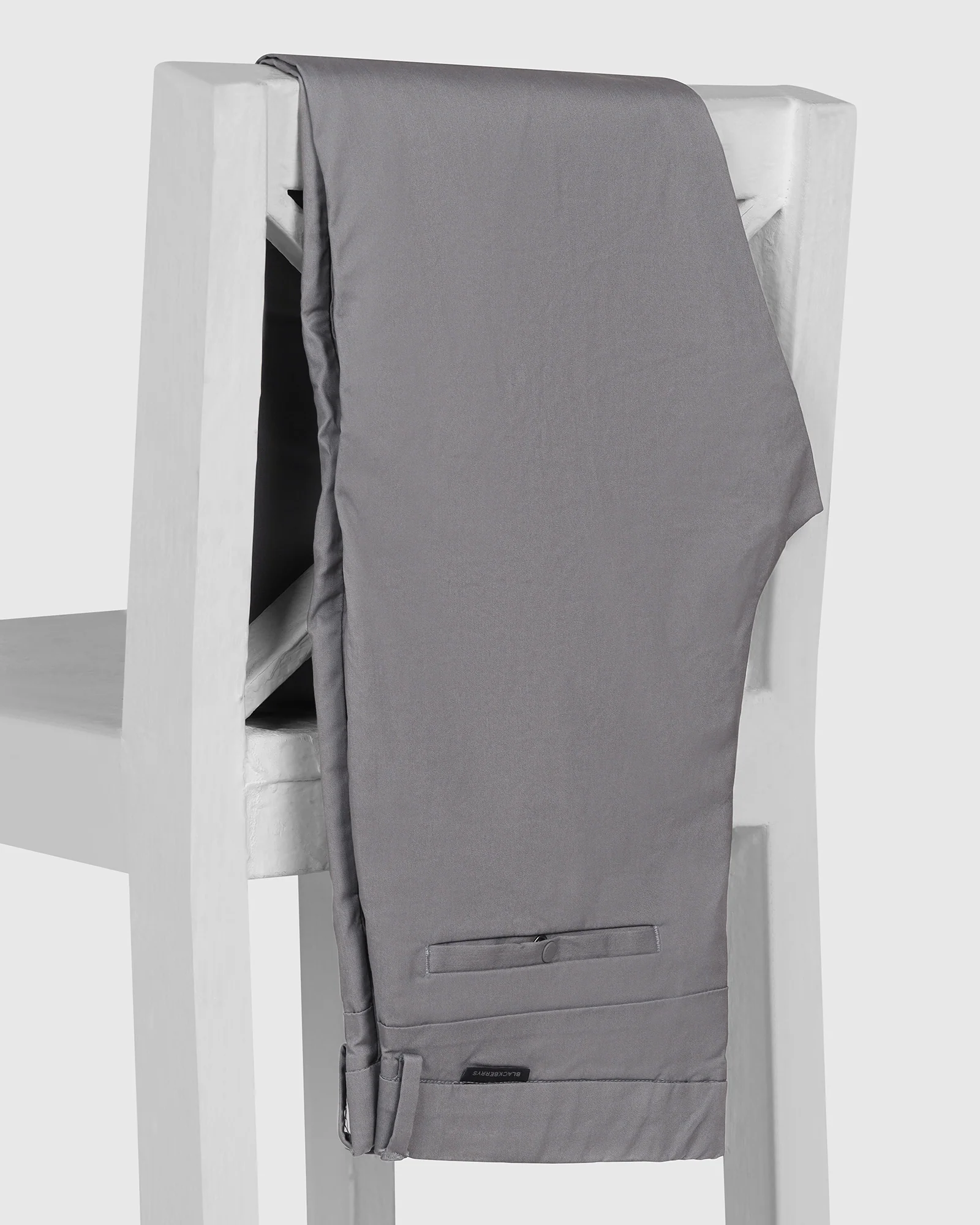 Slim Comfort B-95 Casual Grey Solid Khakis - Fred - Image 5