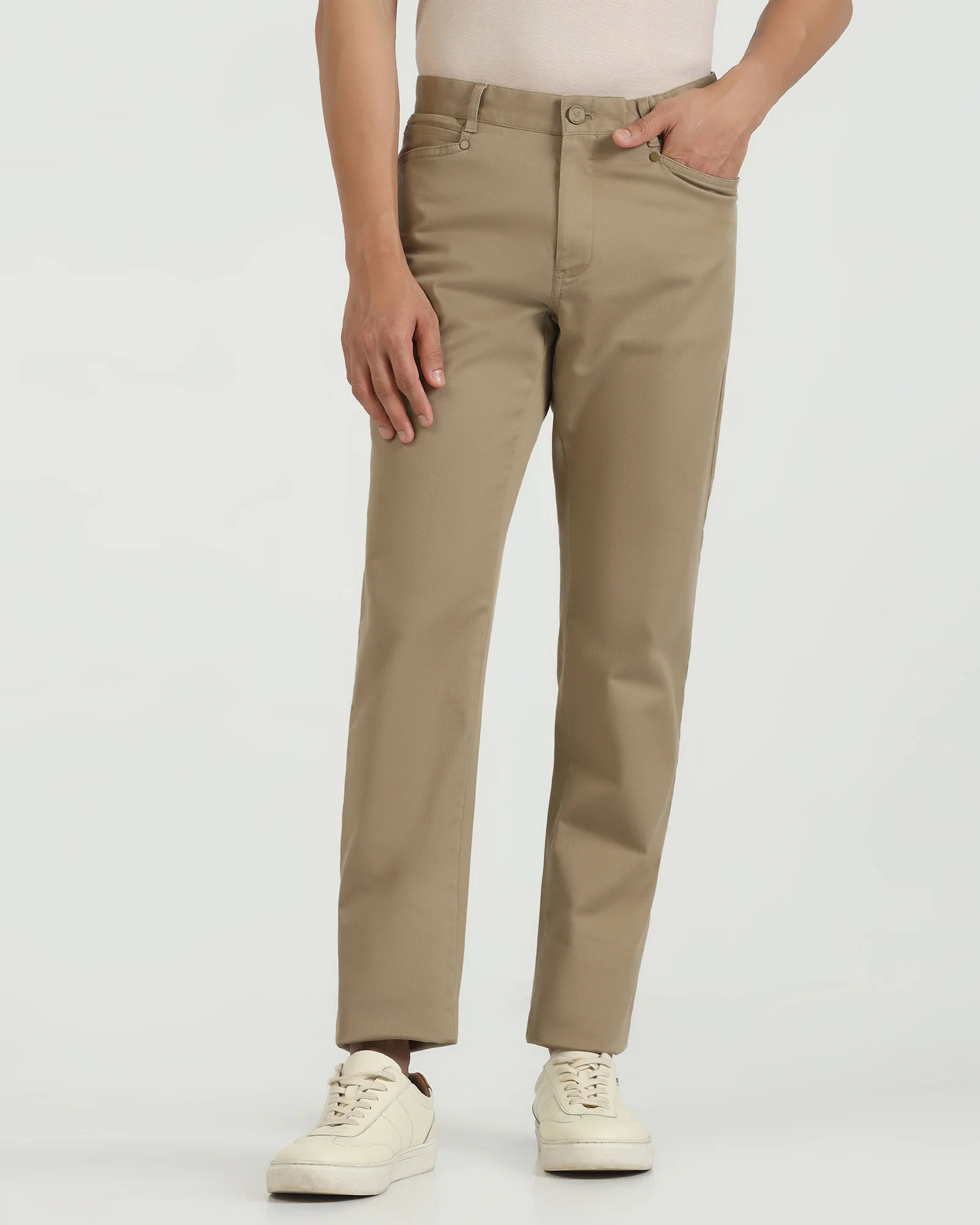 Slim Comfort B-95 Casual Khaki Solid Khakis - Silvet - Image 3