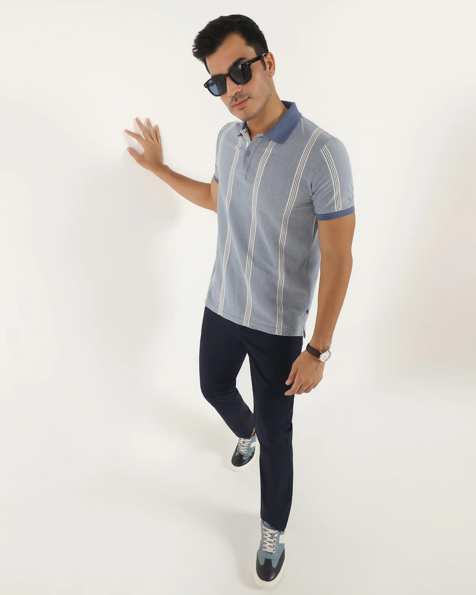 Slim Comfort B-95 Casual Navy Solid Khakis - Fred - Image 7