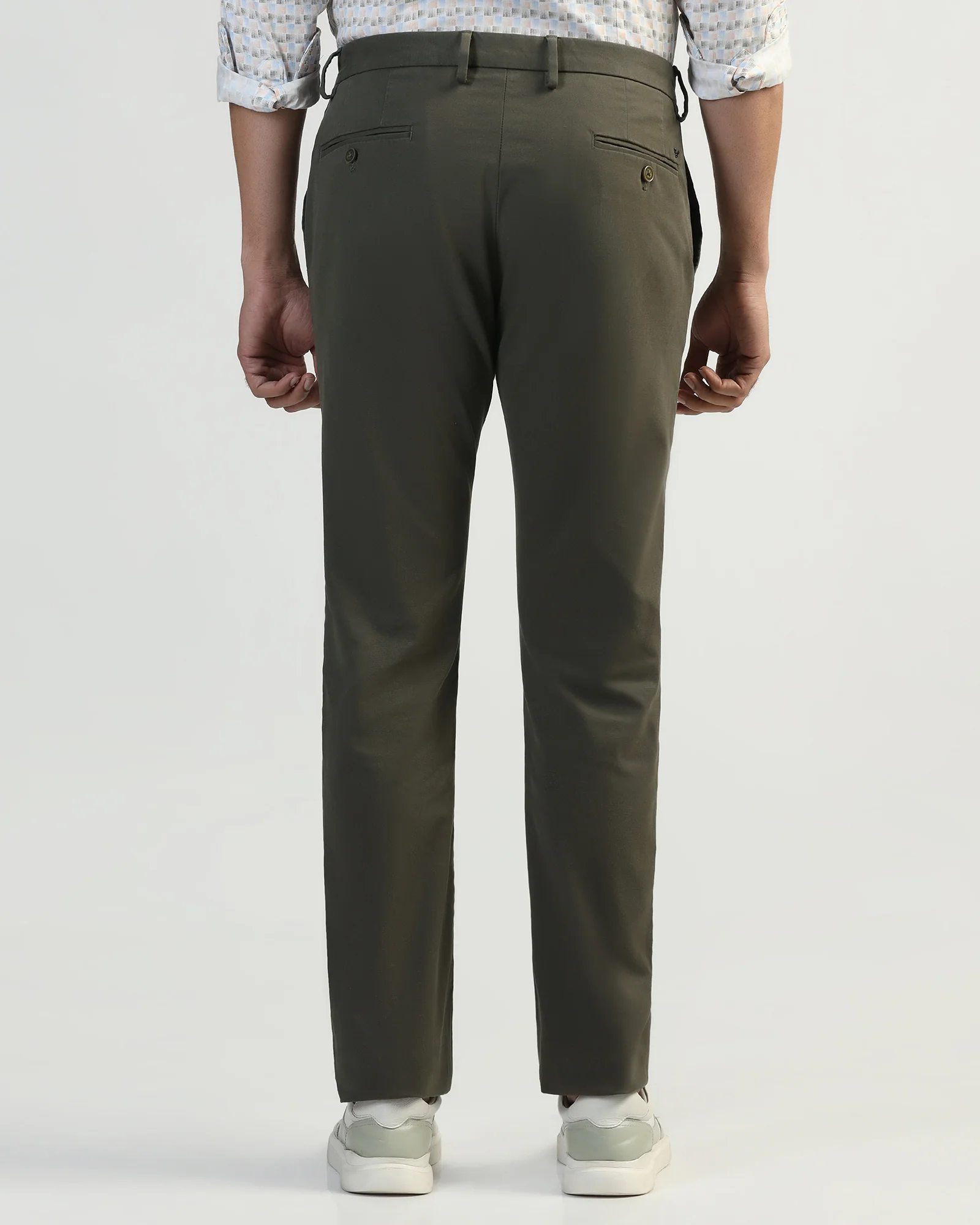Slim Comfort B-95 Casual Olive Textured Khakis - Kary - Image 2