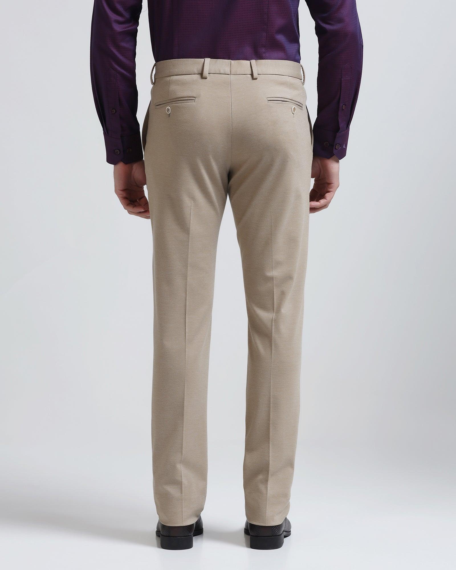 Slim Comfort B-95 Formal Beige Solid Trouser - Raider - Image 2