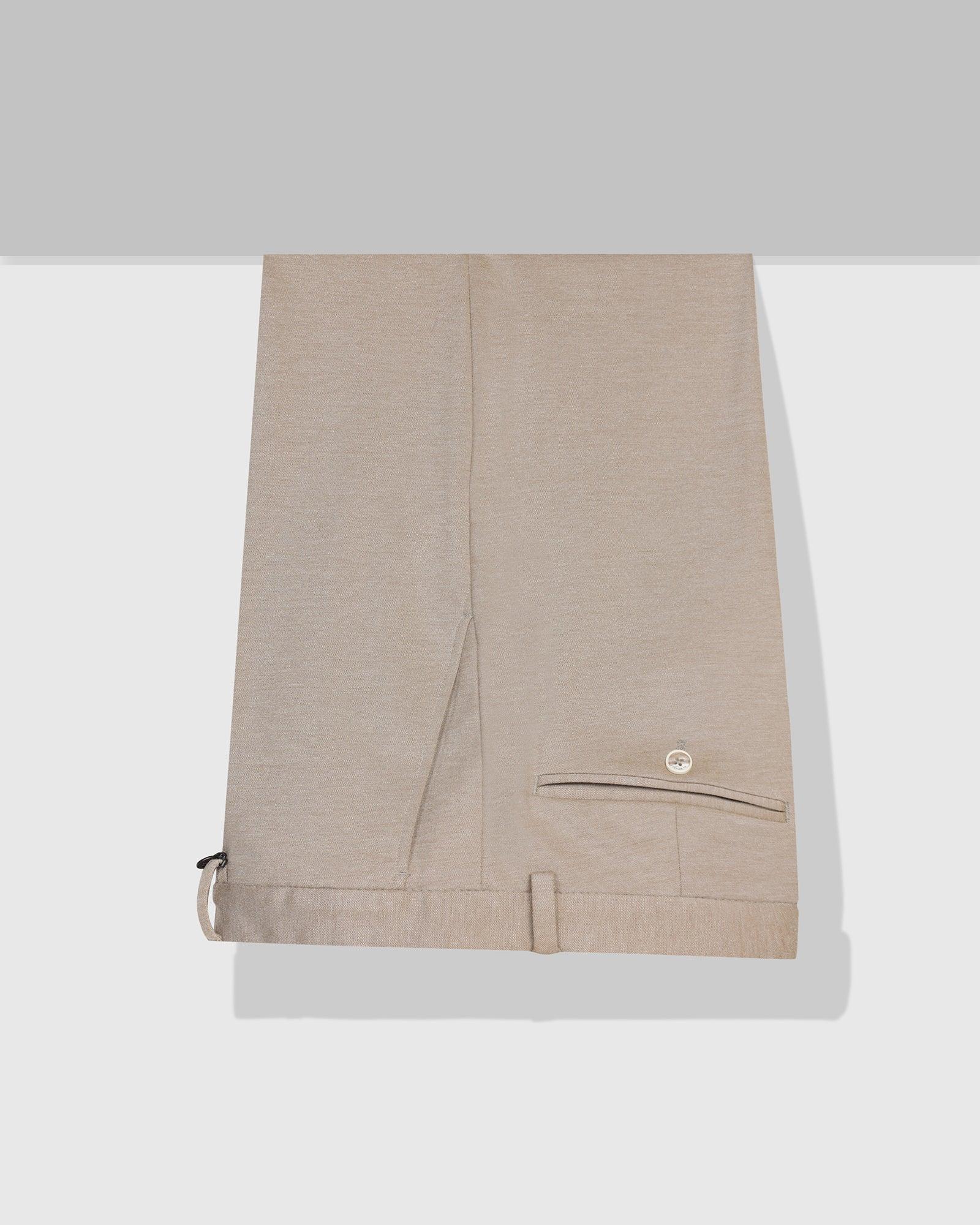 Slim Comfort B-95 Formal Beige Solid Trouser - Raider - Image 5