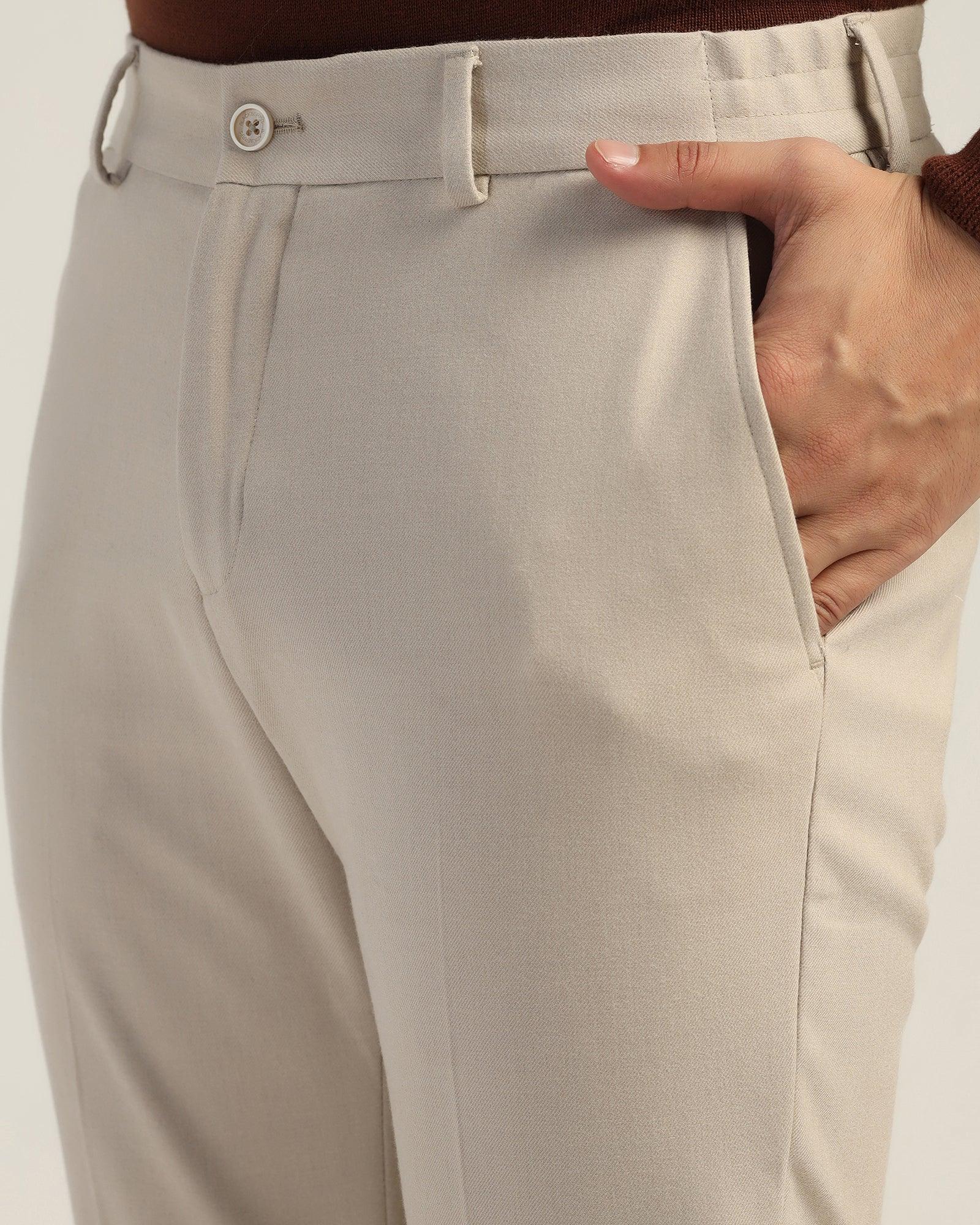 Slim Comfort B-95 Formal Beige Solid Trouser - Thunderbird - Image 4