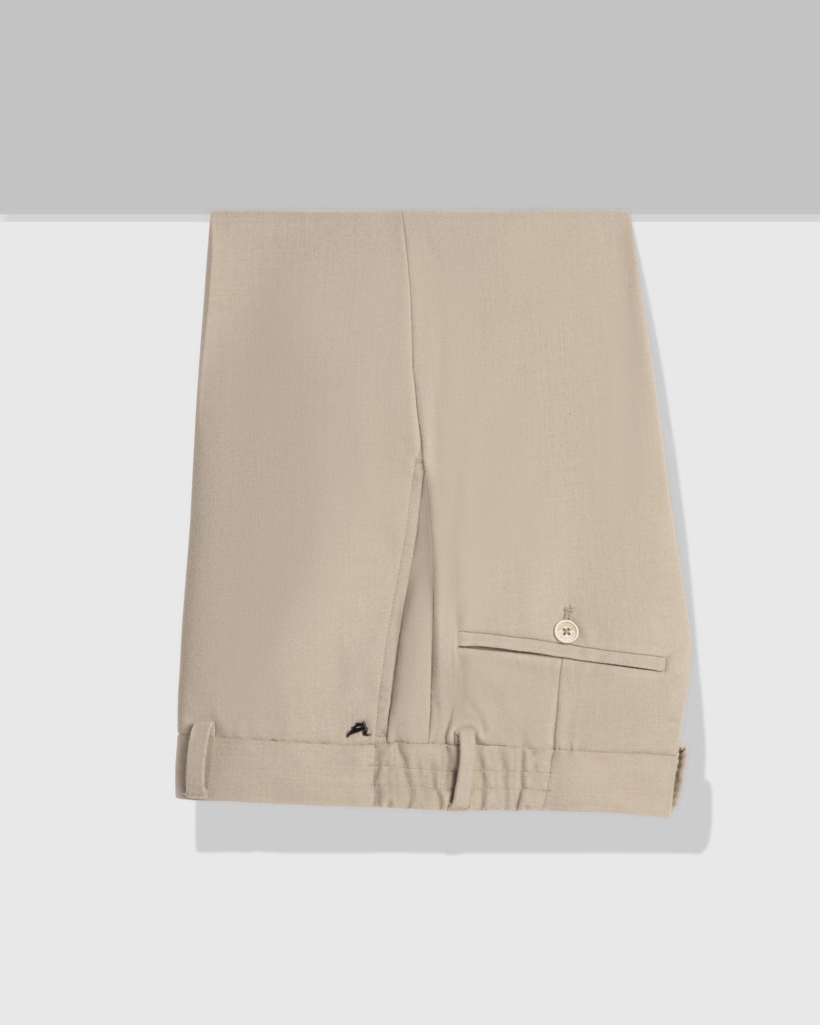 Slim Comfort B-95 Formal Beige Solid Trouser - Thunderbird - Image 5