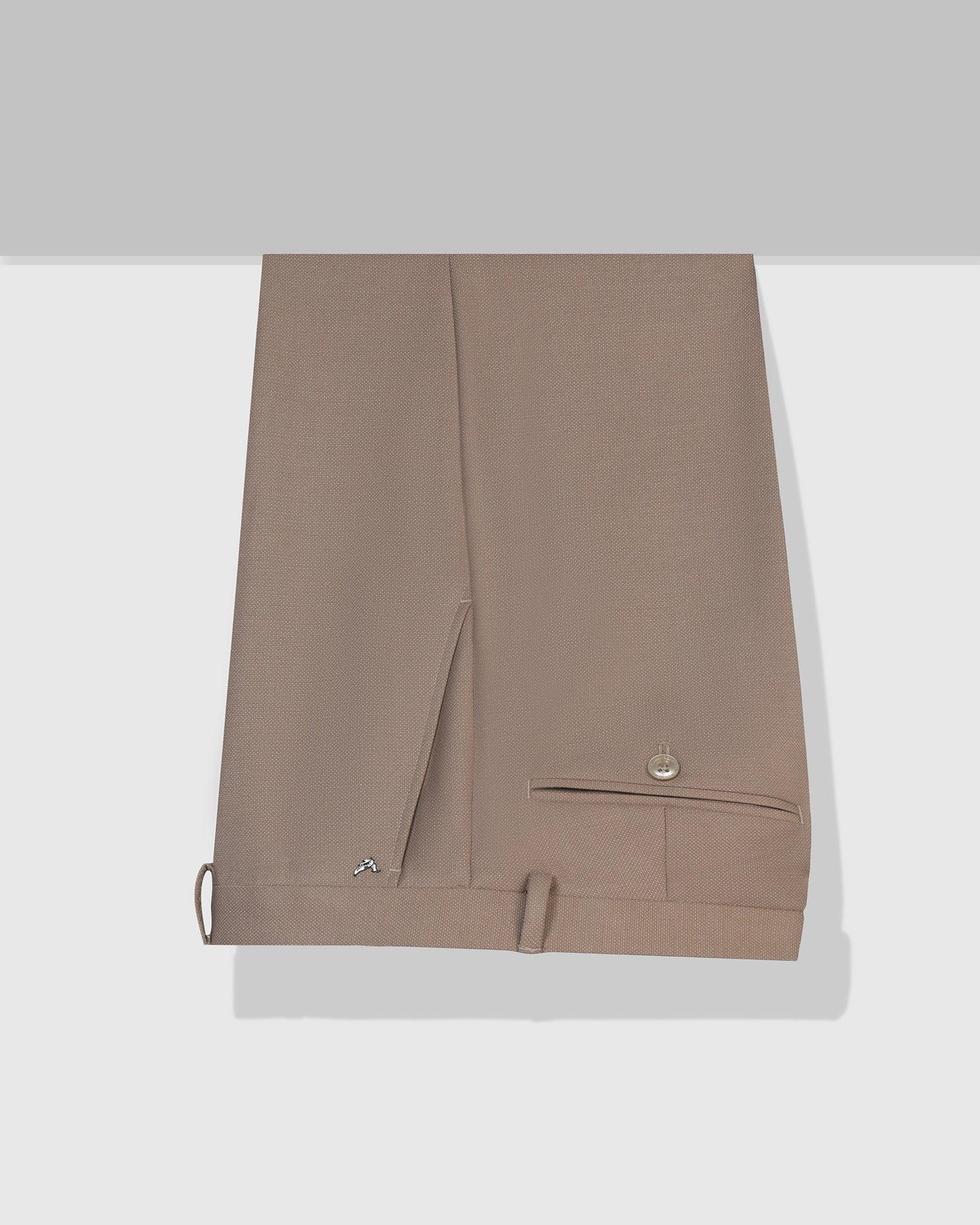 Slim Comfort B-95 Formal Beige Textured Trouser - Iron - Image 5