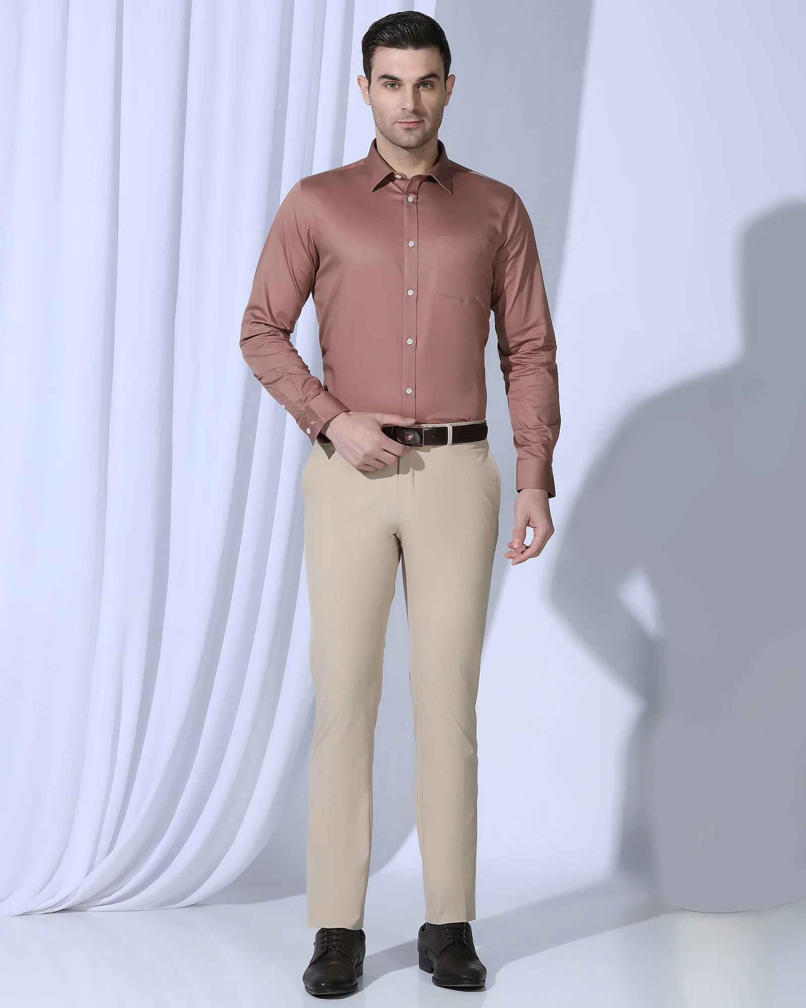 Slim Comfort B-95 Formal Beige Textured Trouser - June
