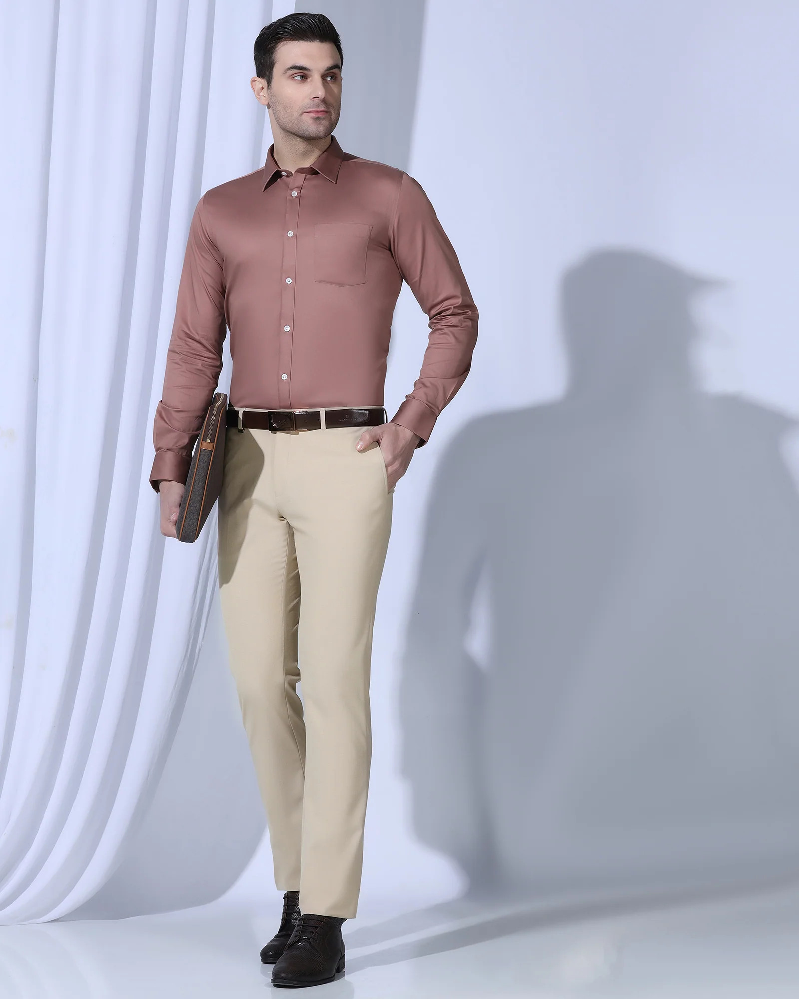 Slim Comfort B-95 Formal Beige Textured Trouser - June - Image 7