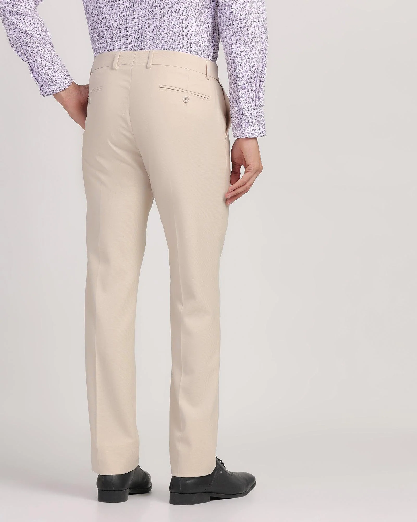 Slim Comfort B-95 Formal Beige Textured Trouser - Passion - Image 2