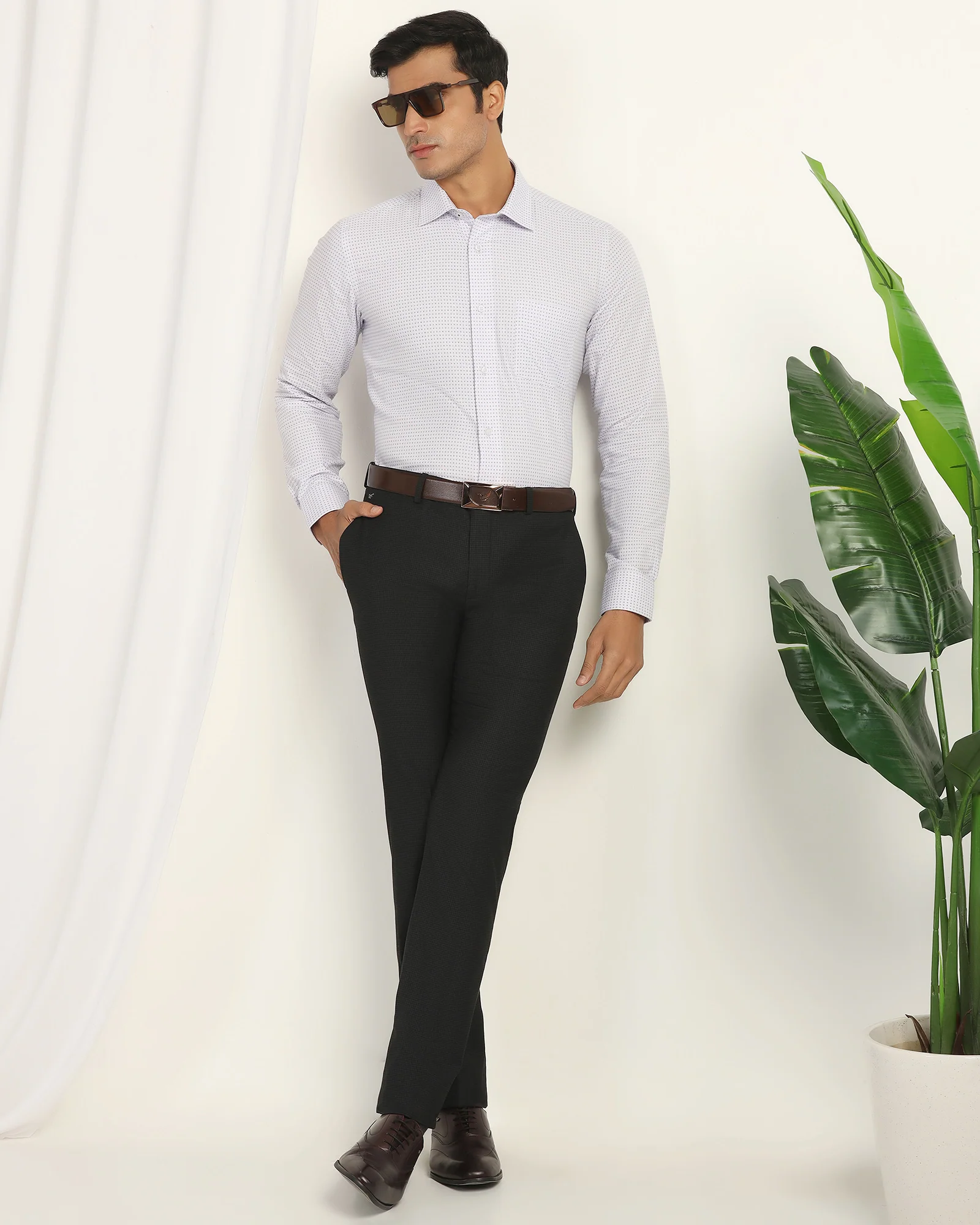 Slim Comfort B-95 Formal Black Check Trouser - Windsor - Image 7