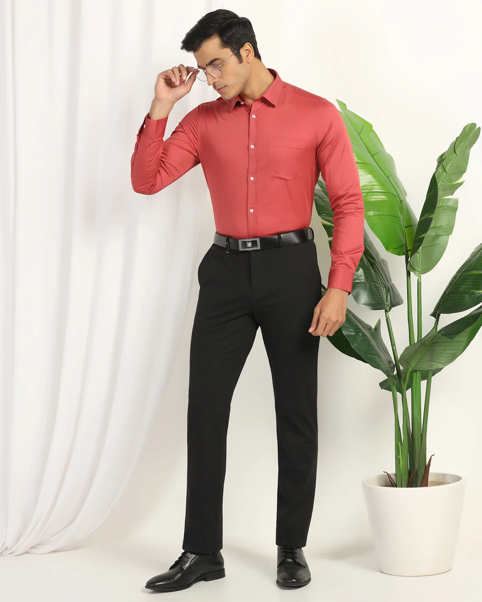Slim Comfort B-95 Formal Black Solid Trouser - Musk - Image 7